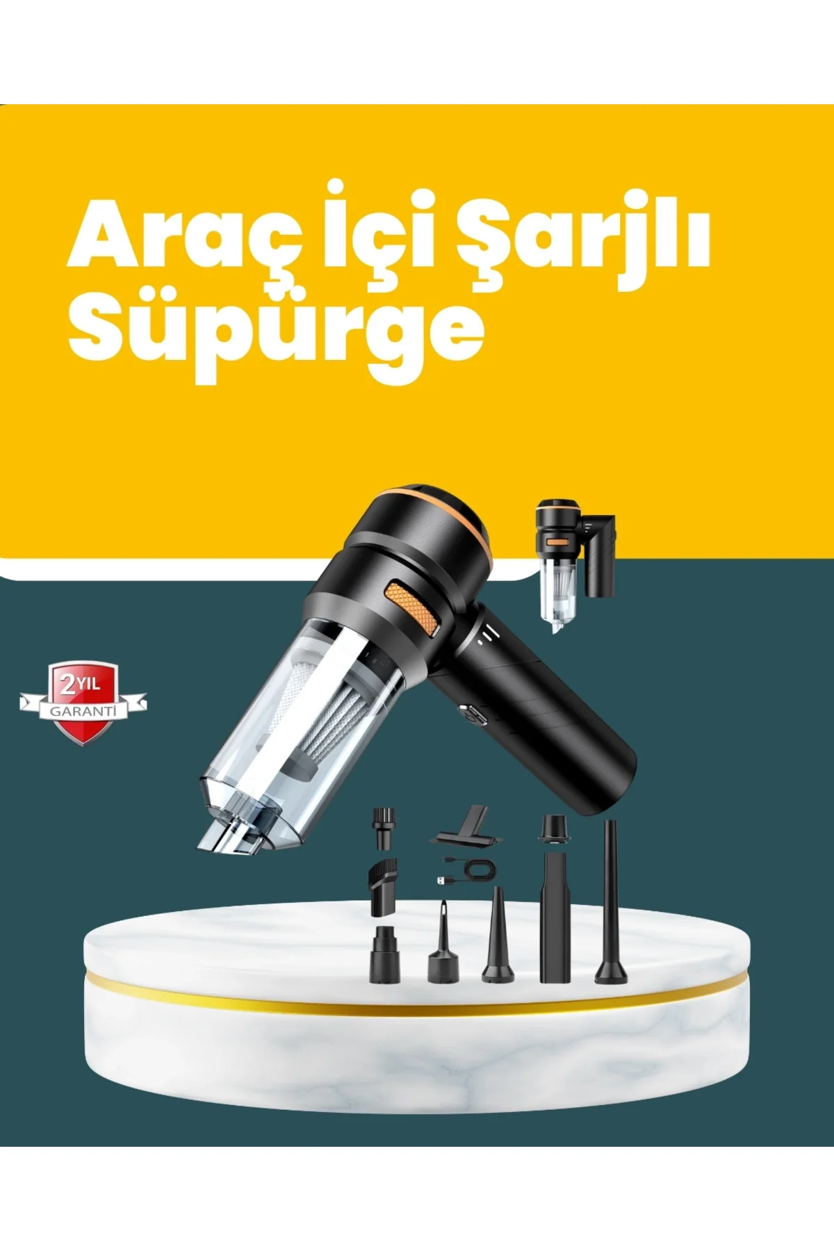 Araç İçi Derinlemesine Temizlik İçin Kompakt Ergonomik El Süpürge