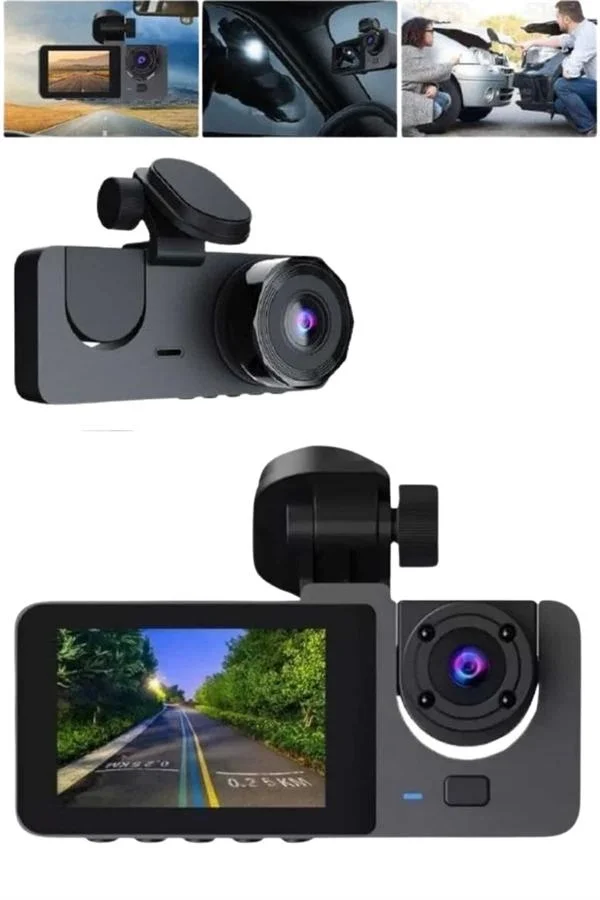 Araç İçi Dikiz Kamerası Sürüş Kaydedici 3 Lensli DVR Kamera Fiyatı, Yorumları ve Özellikleri