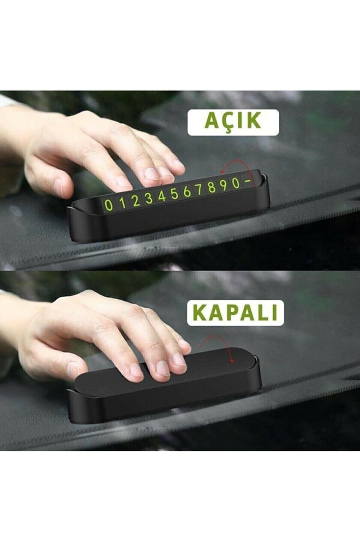 Araç İçi Fosforlu Numaratör Aç-Kapa Kutulu Araç Park Torpido Üstü Telefon Numarası Göstergesi