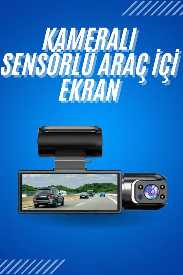 Araç İçi Full Hd Kamera Ön ve Arka Kameralı Ekranlı Araç Kamerası - Görsel 2
