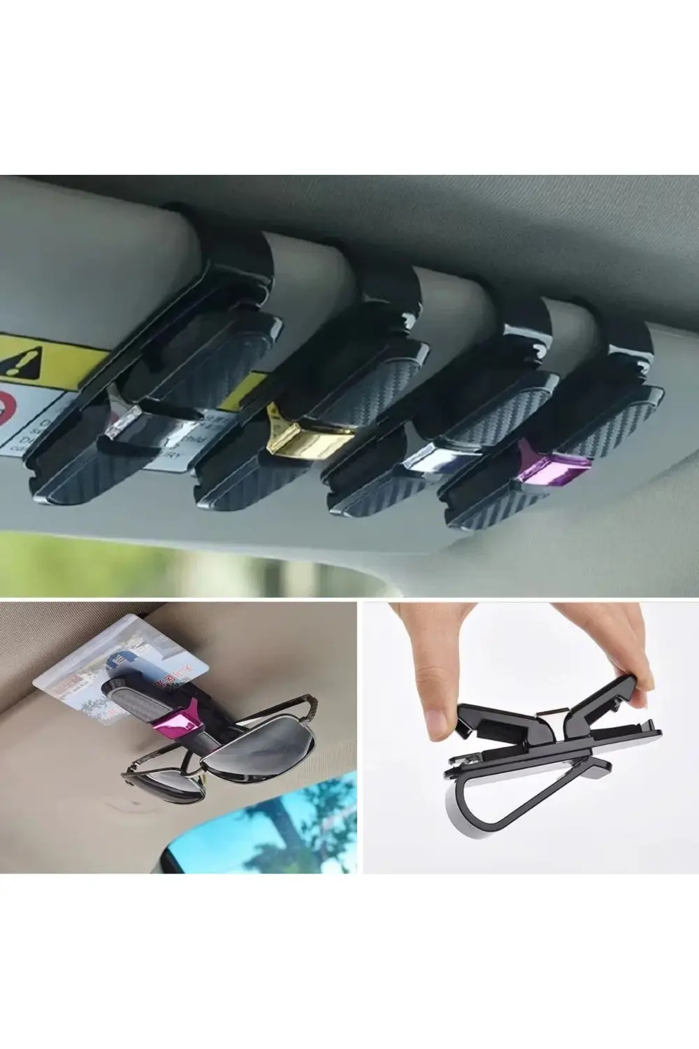 Araç İçi Güneşliğe Takılan 2'Li Gözlük,Kart,Para Takmalık Aparat