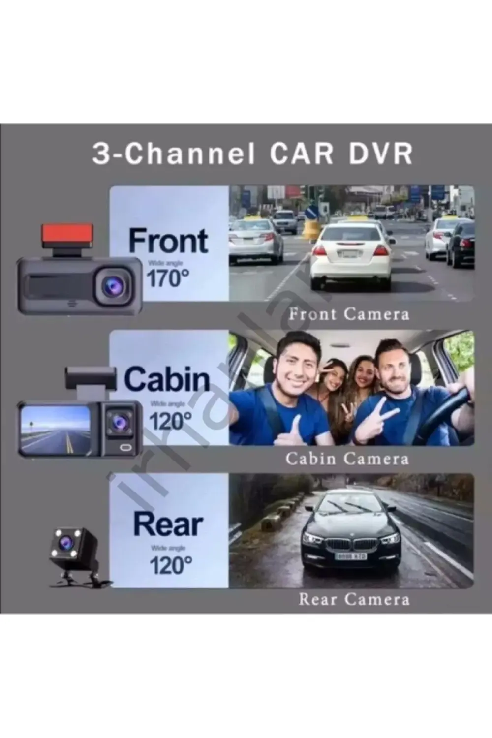 Araç İçi Güvenlik Kamerası 1080P Çift Yönlü 5 MP 30 Fps Ultra Hd