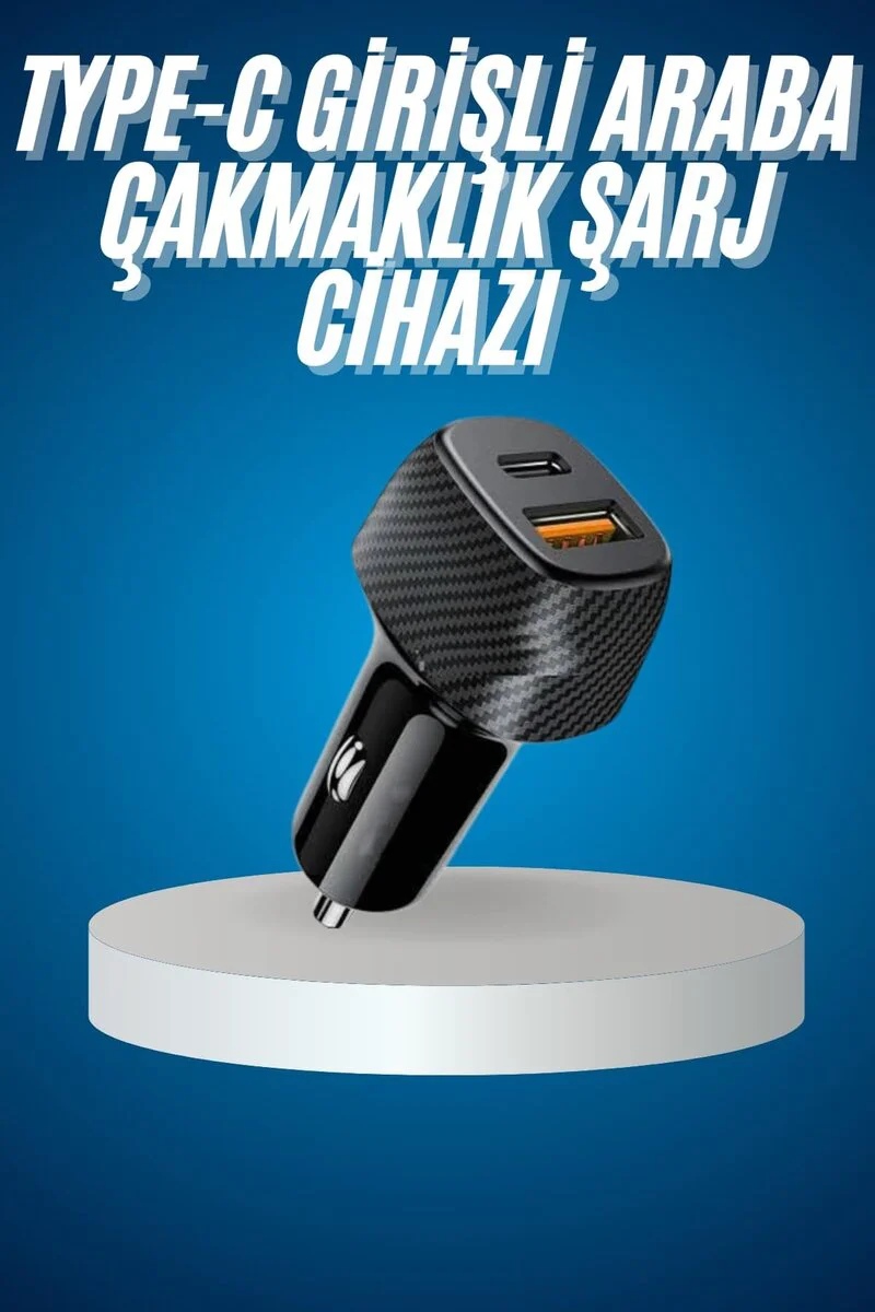 Araç İçi Hızlı Şarj Cihazı 38W Oto Çakmaklık Type-C USB