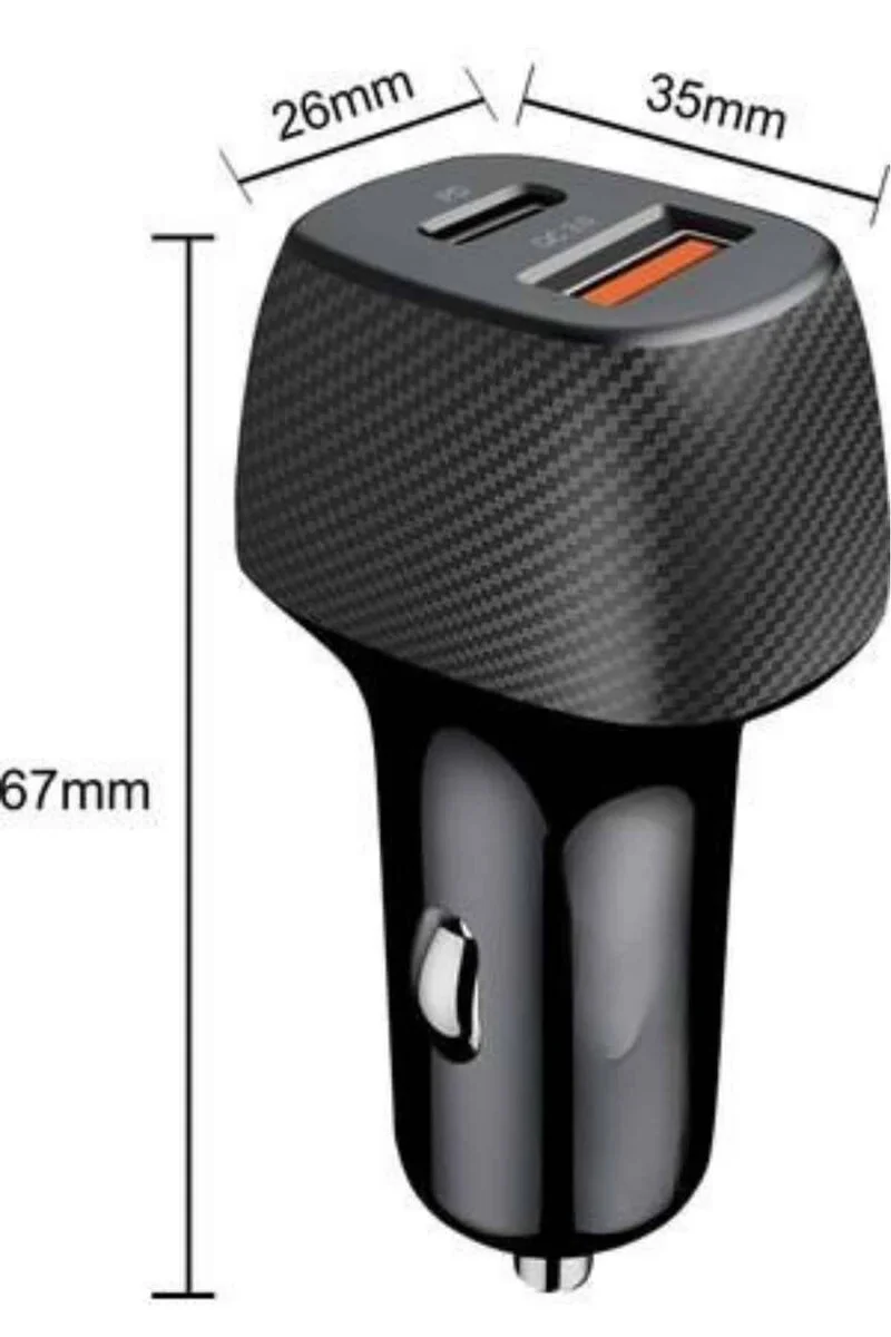 Araç İçi Hızlı Şarj Cihazı 38W Oto Çakmaklık Type-C USB