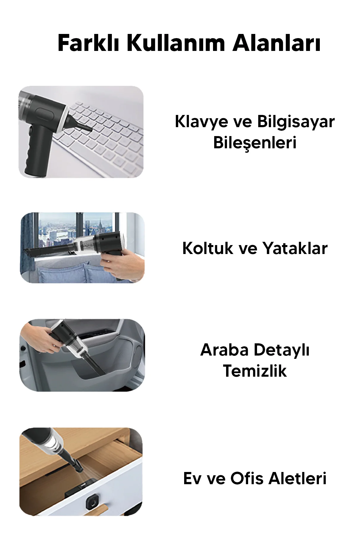 Araç İçi Kablosuz Mini El Süpürgesi