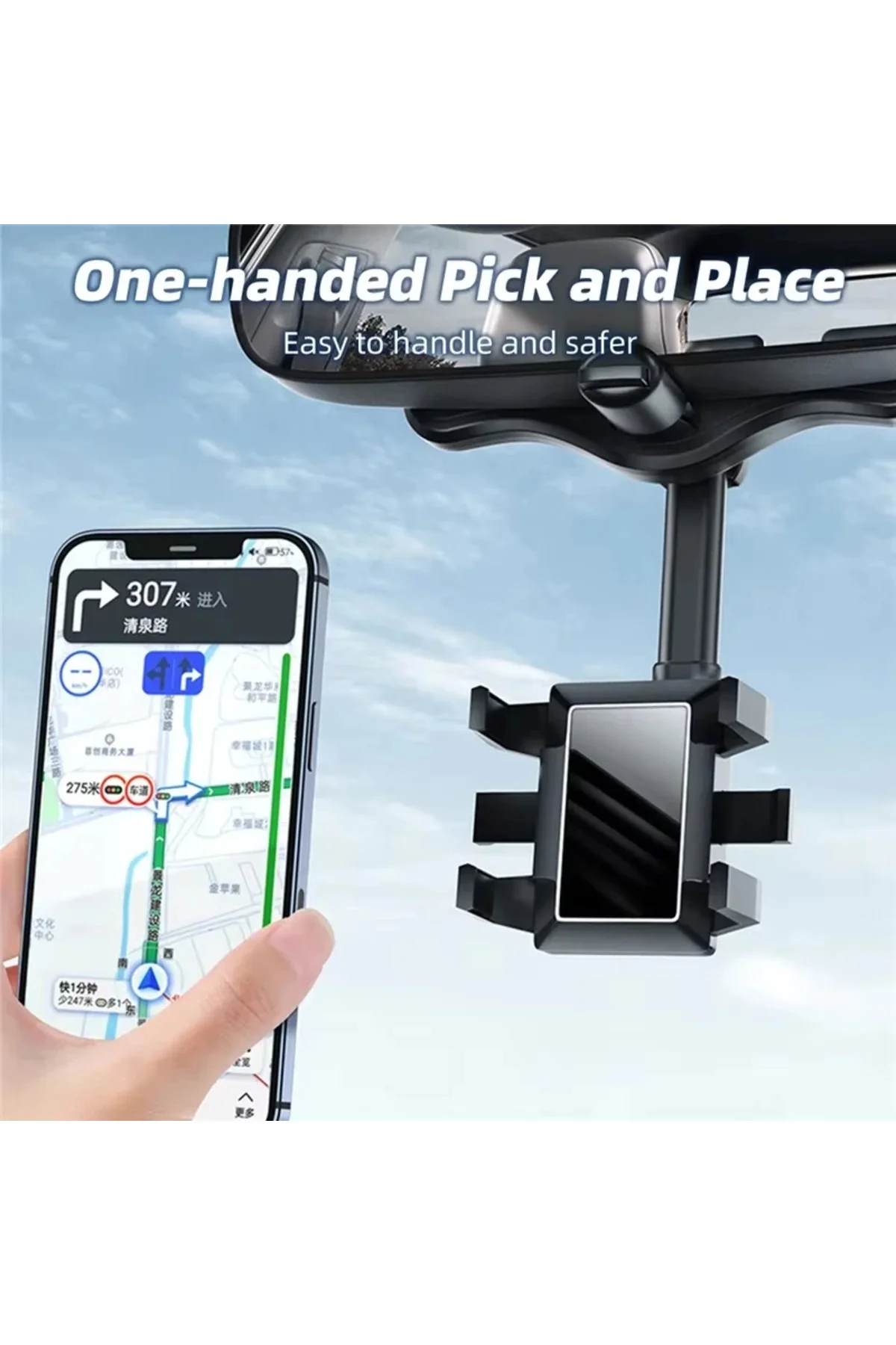 Araç içi kaliteli Dikiz aynası Telefon Tutucu Pratik Uzanabilen Ayarlanabilir 360°Derece Dönebilen Car Holder Araç içi kaliteli Dikiz aynası Telefon Tutucu Pratik Uzanabilen Ayarlanabilir 360°Derece Dönebilen Car Holder