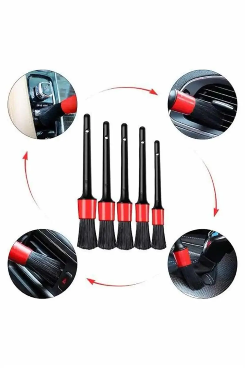 Araç İçi Led Aksesuar 5 Farklı Detaylı Araba Temizlik Fırçası Oto