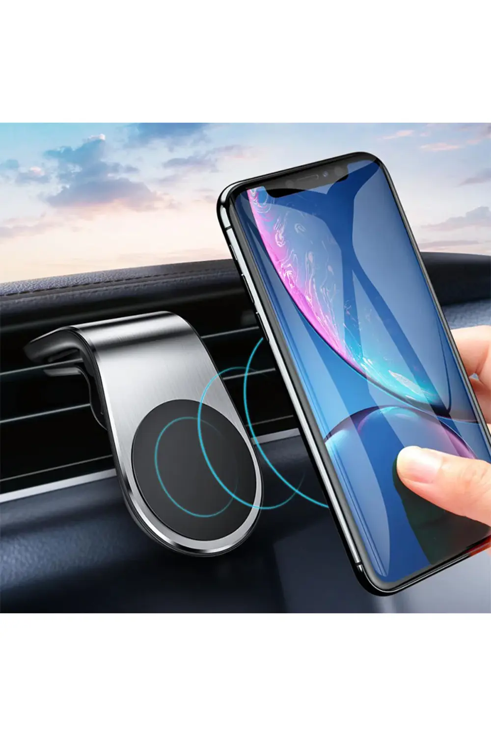 Araç İçi Manyetik Mıknatıslı Telefon Tutucu Siyah*gümüş (4172) al