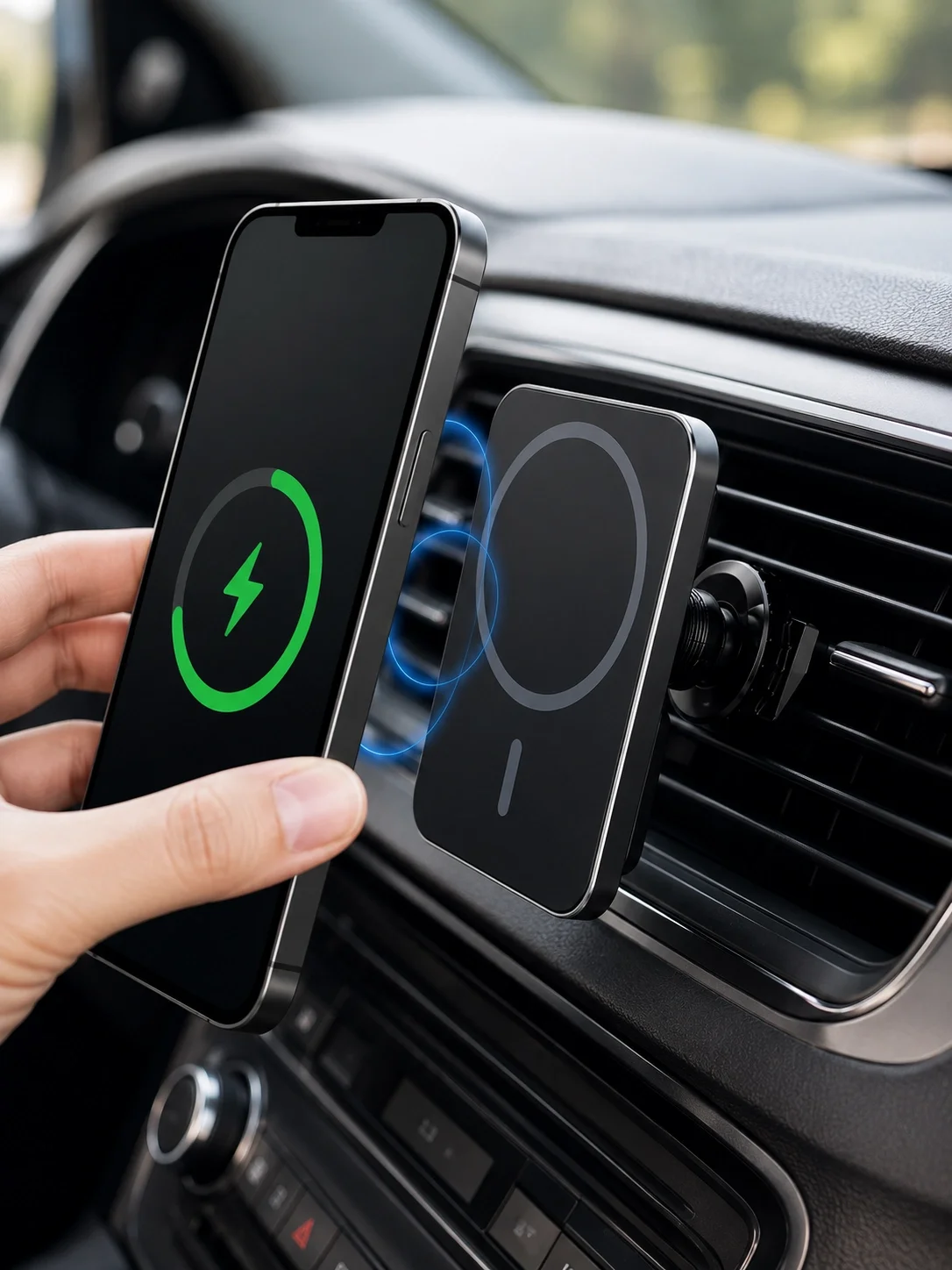 Araç İçi Manyetik Telefon Tutucu ve 15W Kablosuz Hızlı Şarj Cihaz