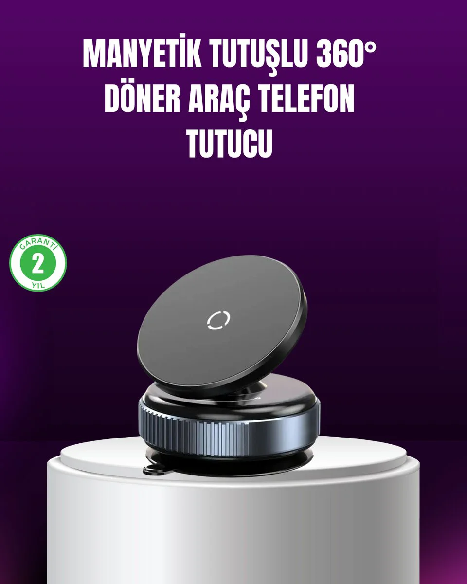 Araç İçi Manyetik Telefon Tutucu 360° Döner Vakumlu Stand - 16 Mıknatıslı Telefon Sabitleyici