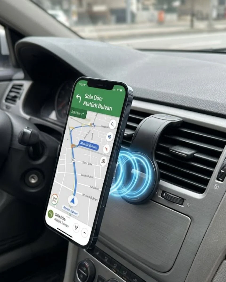 Araç İçi Manyetik Telefon Tutucu - Alüminyum Gövdeli 360 Derece Navigasyon Standı