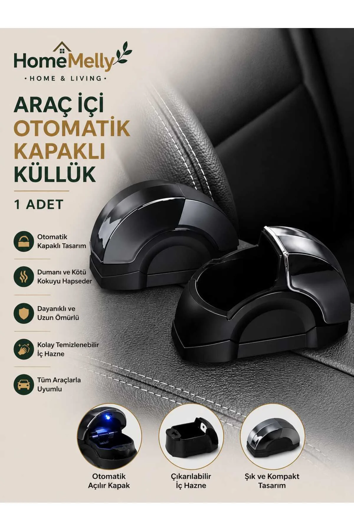 Araç İçi Oto Küllük , Şık Tasarım Yapışkanlı Sabitlenebilir Küllük Fiyatı, Yorumları ve Özellikleri