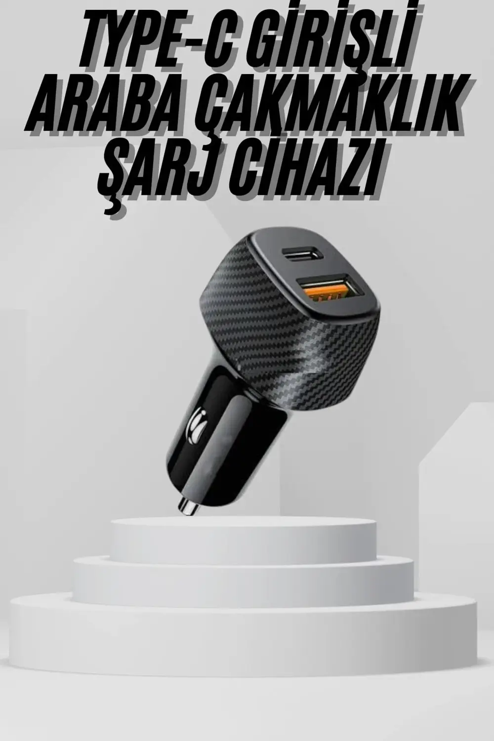 Araç İçi Şarj Cihazı 38W Güç Kapasiteli Type-C Girişli Araba Çakm