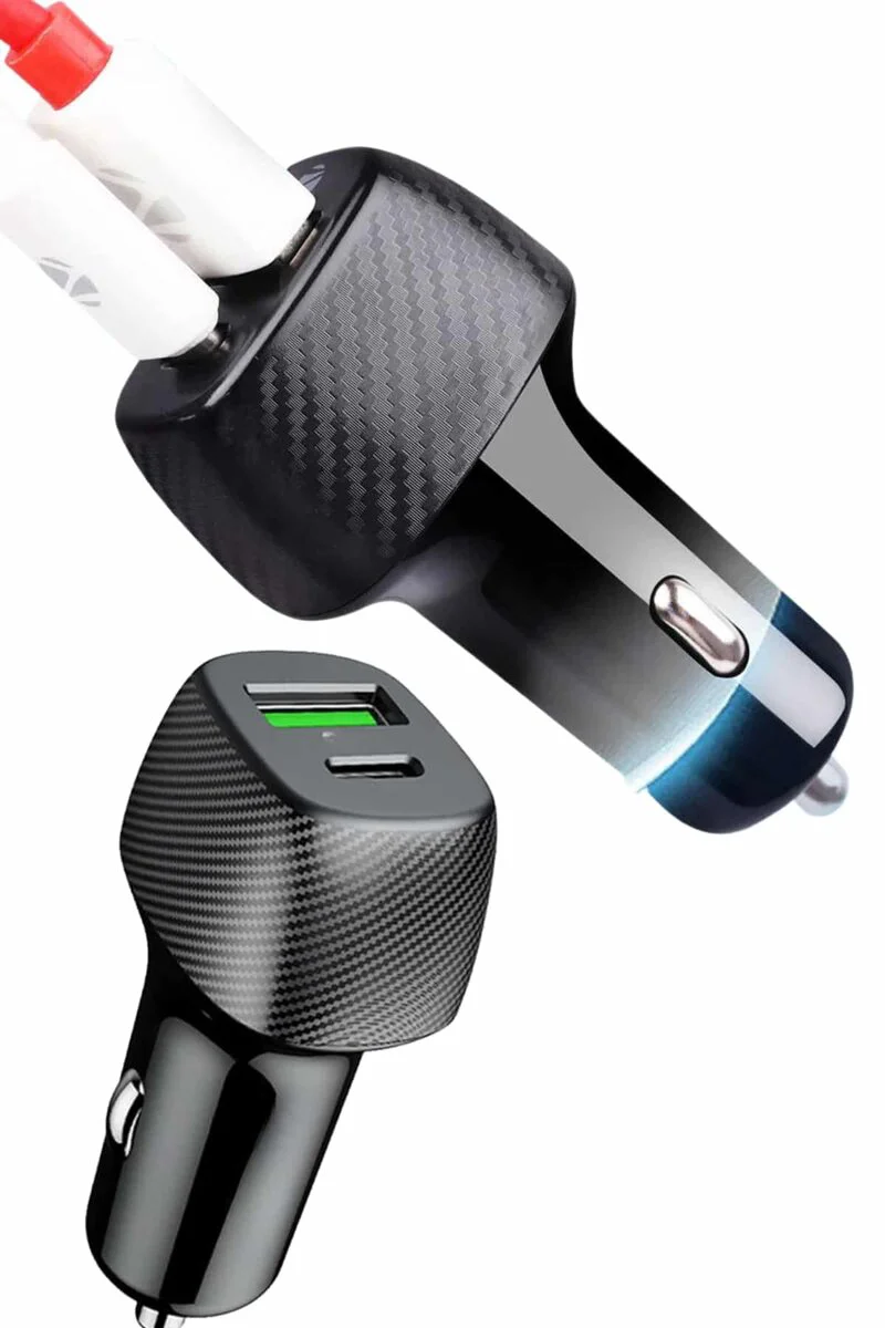 Araç İçi Şarj Cihazı 38W Power Delivery Type-C ve USB Çift Port - Ultra Hızlı Araç Şarjı