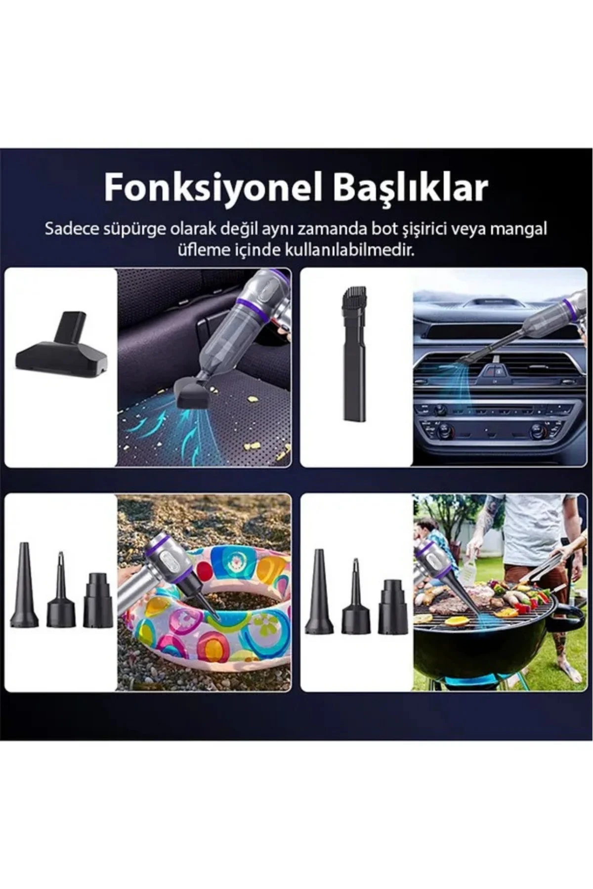 Araç İçi Süpürge - Diğer Özellikler: ŞARJLI, Özellik: Vakumlu | Teknik Özellikleri ve Kullanım
