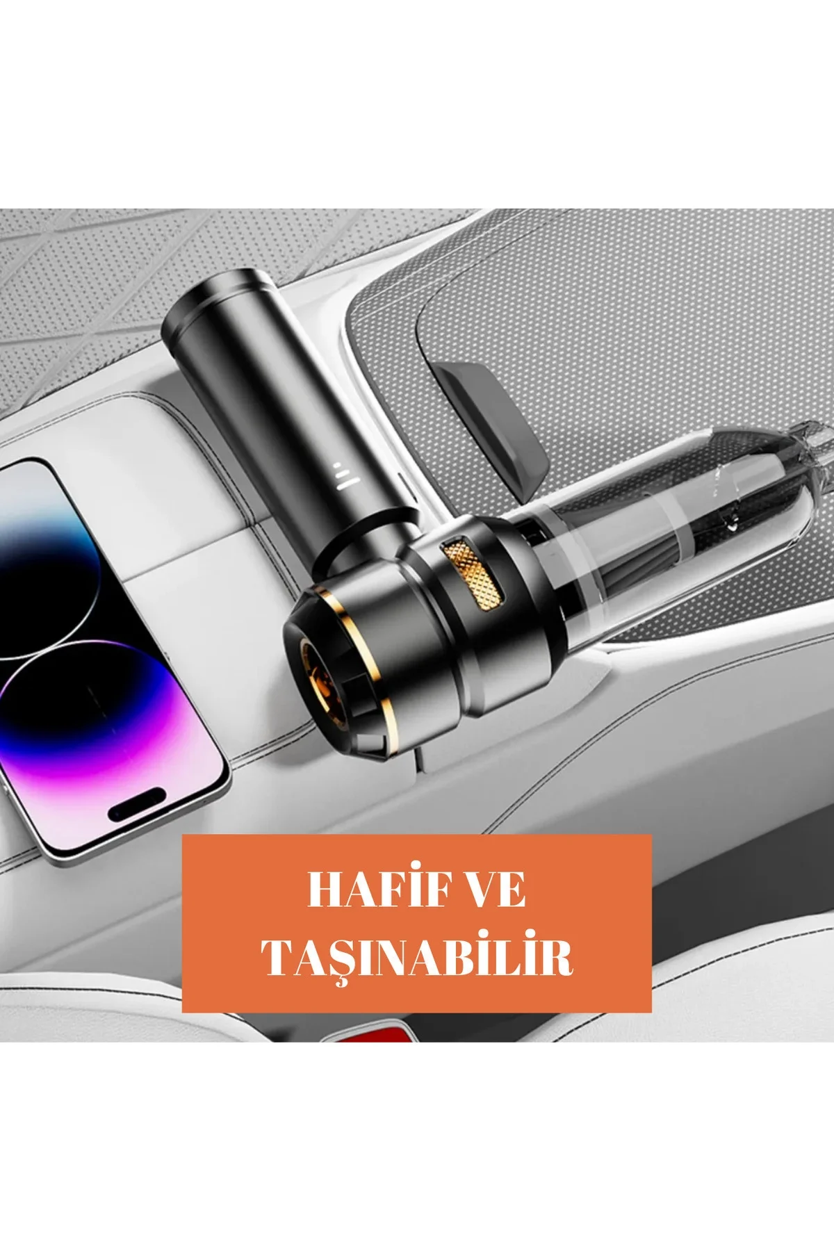 Araç içi süpürge şarjlı gümüş 0-250 watt 71-80 dba 2 yıl garantili 2-3 saat şarj süresi
