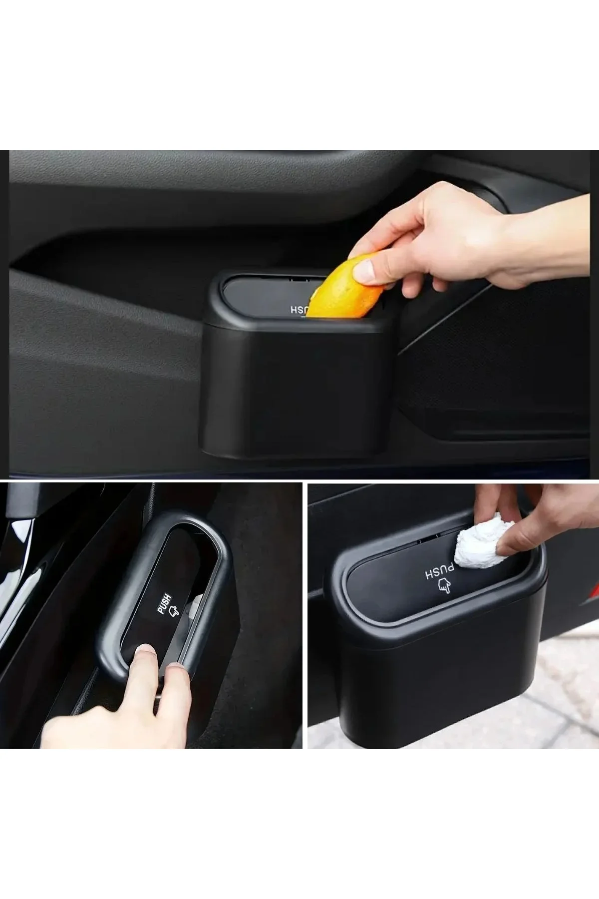Araç İçi Takılarak Sabitlenebilen Mini Kapaklı Çöp Kovası