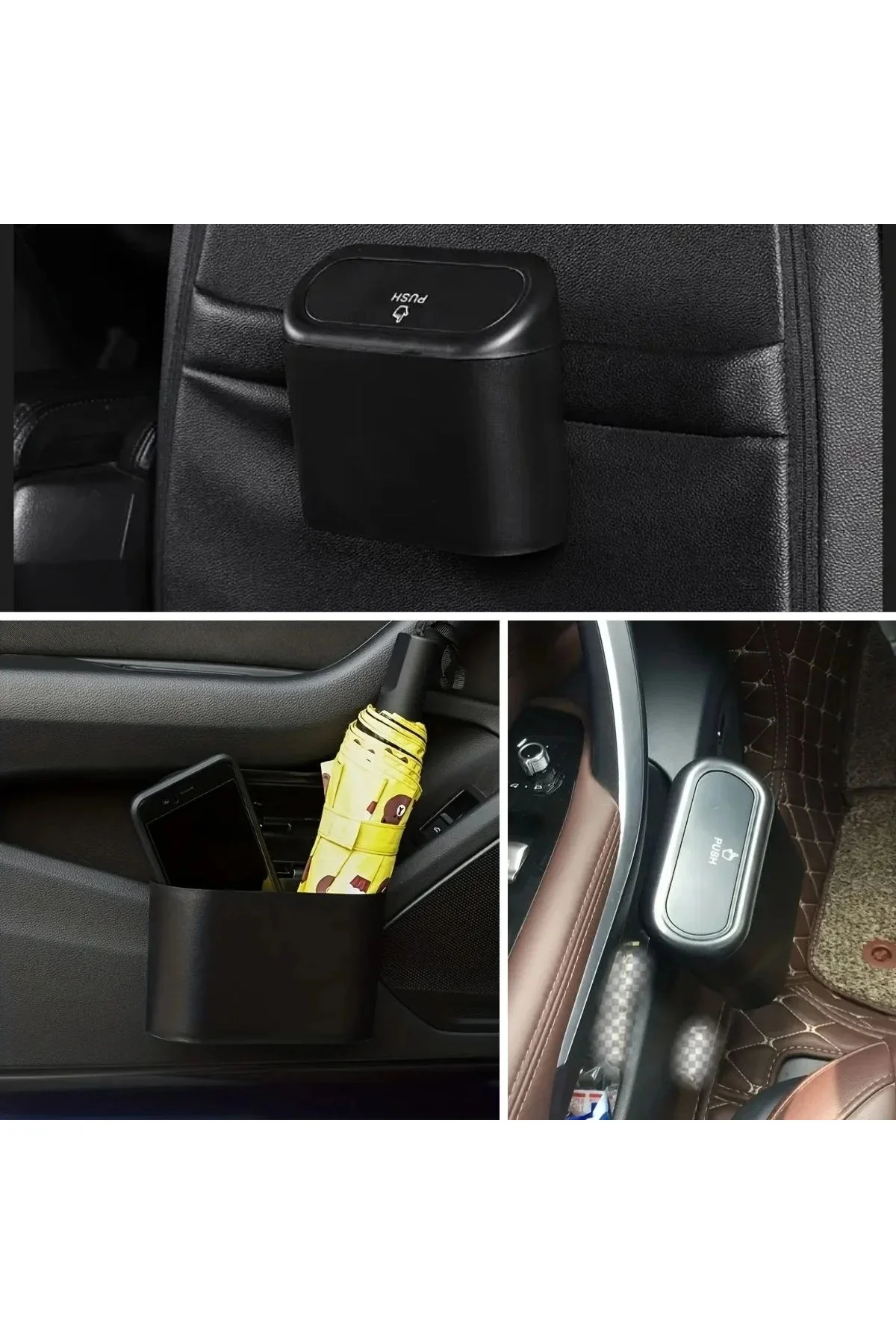 Araç İçi Takılarak Sabitlenebilen Mini Kapaklı Çöp Kovası