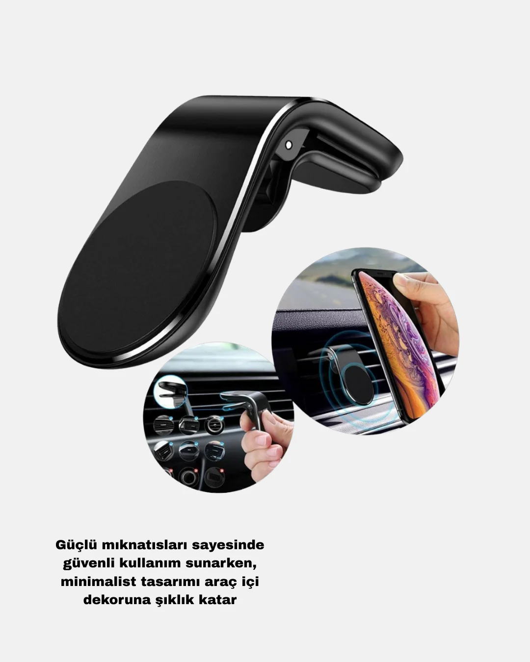 Araç İçi Telefon Tutucu + Quick Charge 3.0 Araç Şarj Cihazı Seti