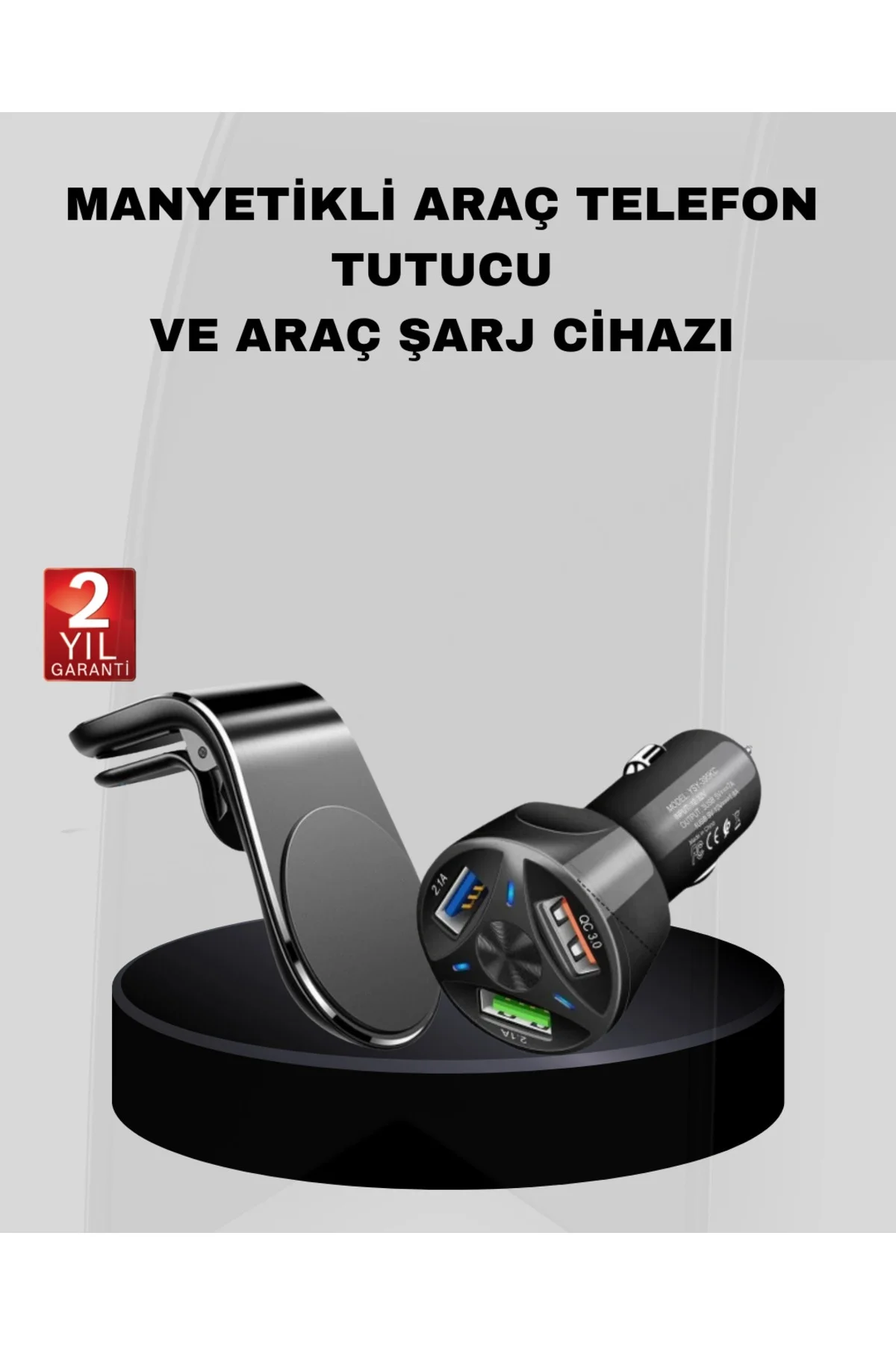 Araç İçi Telefon Tutucu + Quick Charge 3.0 Araç Şarj Cihazı Seti Araç İçi Telefon Tutucu + Quick Charge 3.0 Araç Şarj Cihazı Seti