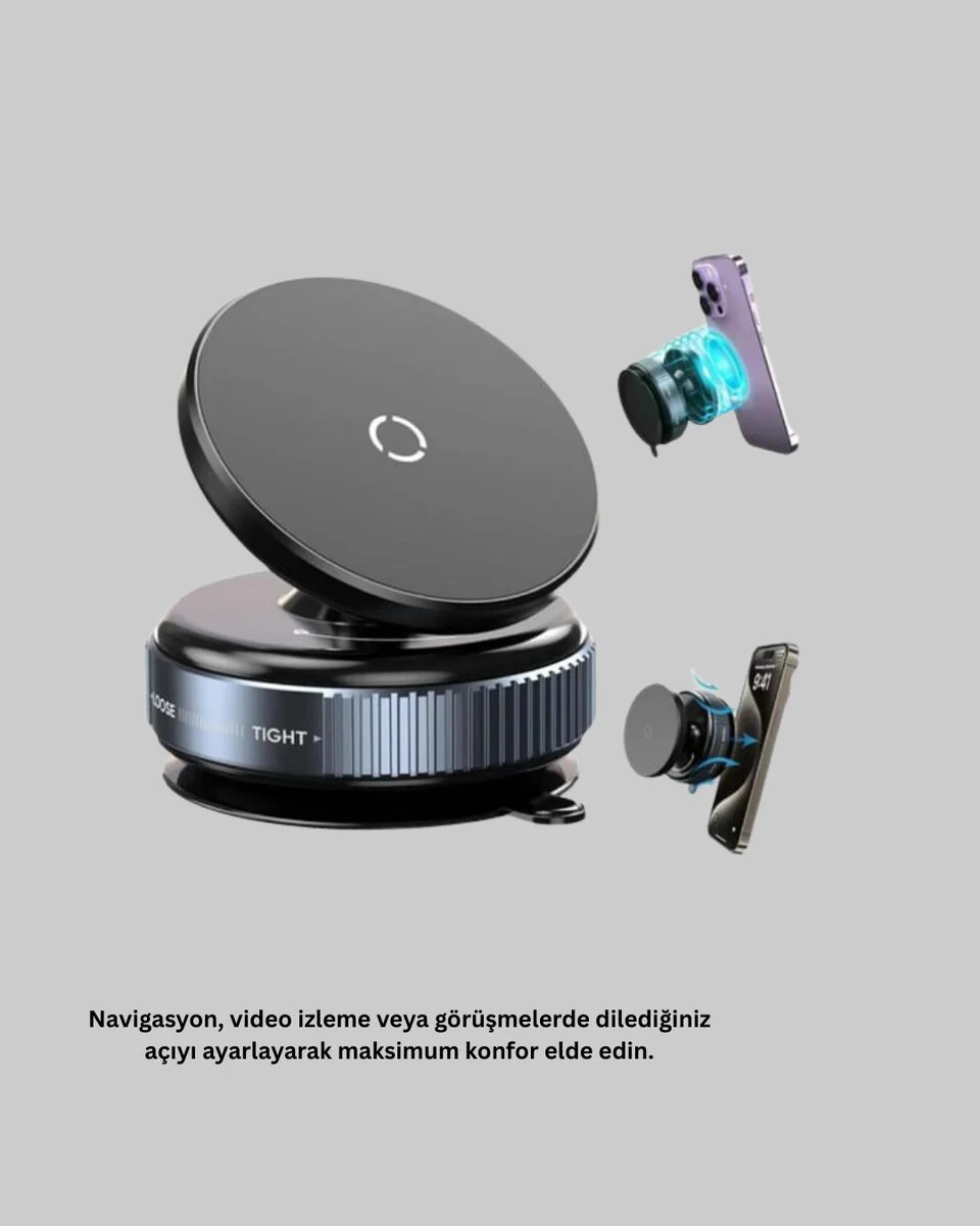 Araç İçi Telefon Tutucu - Güçlü Manyetik Vakumlu Model