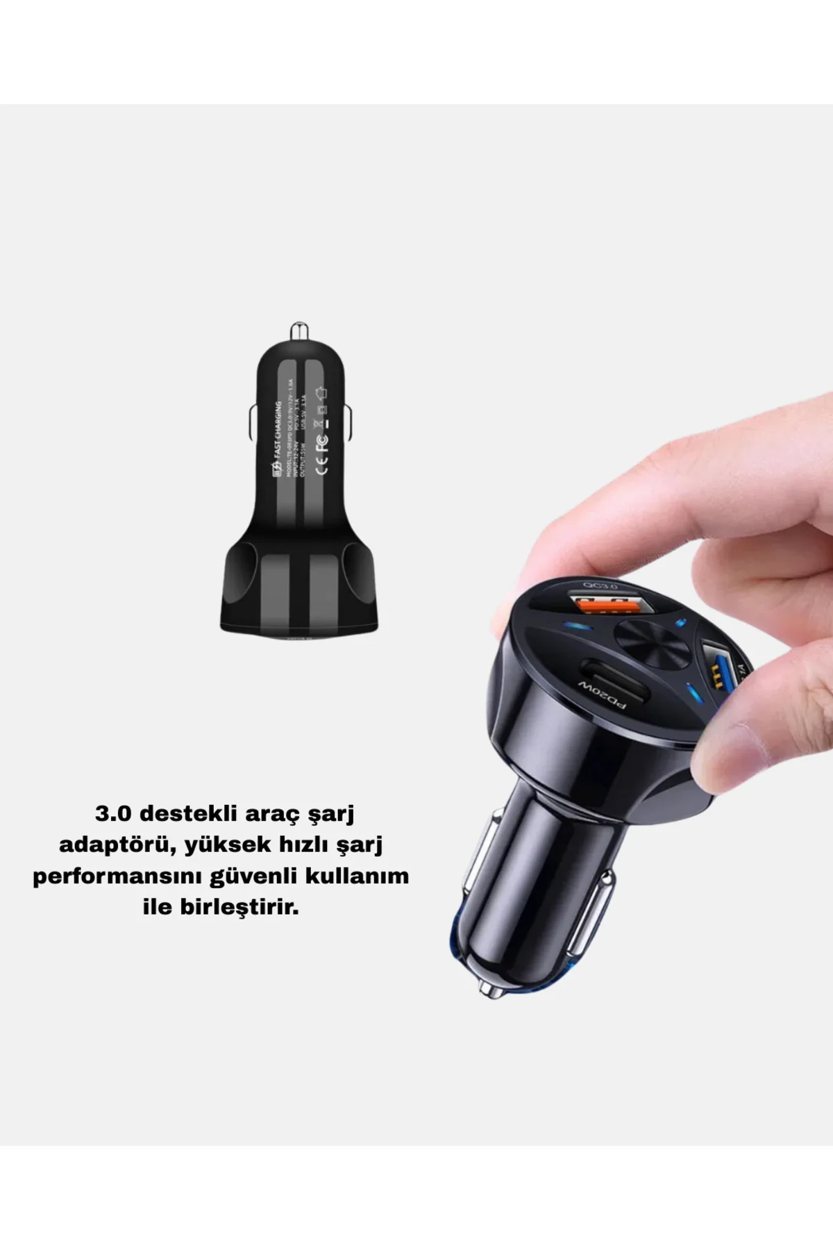 Araç İçi Telefon Tutucu + Quick Charge 3.0 Araç Şarj Cihazı Seti