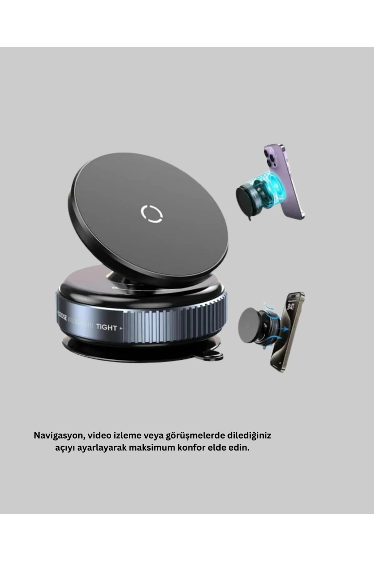 Araç İçi Telefon Tutucu Güçlü Manyetik Vakumlu Model