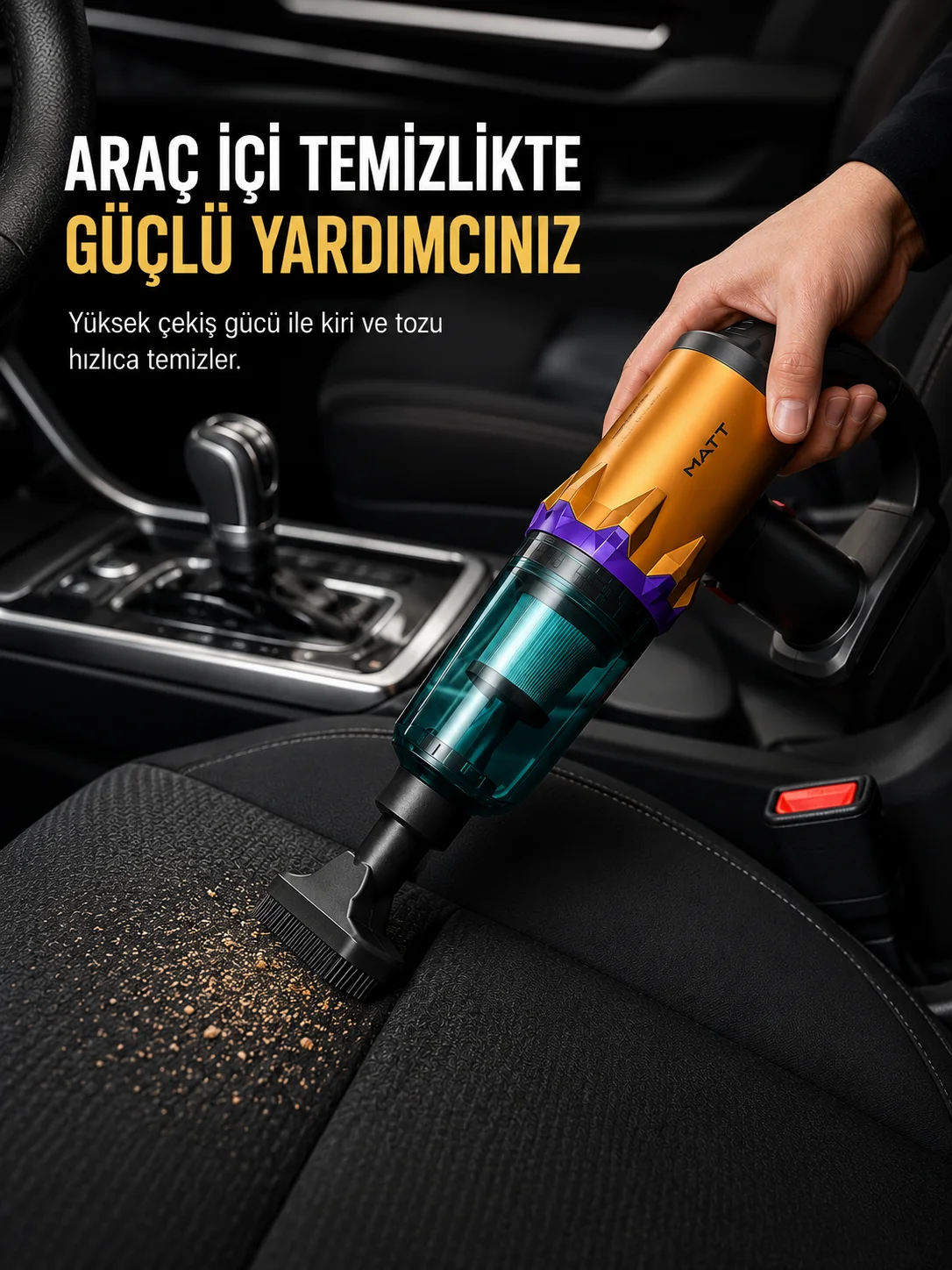 Araç İçi Temizlik İçin Şarjlı El Süpürgesi Çok Başlıklı Pratik Temizlik Cihazı