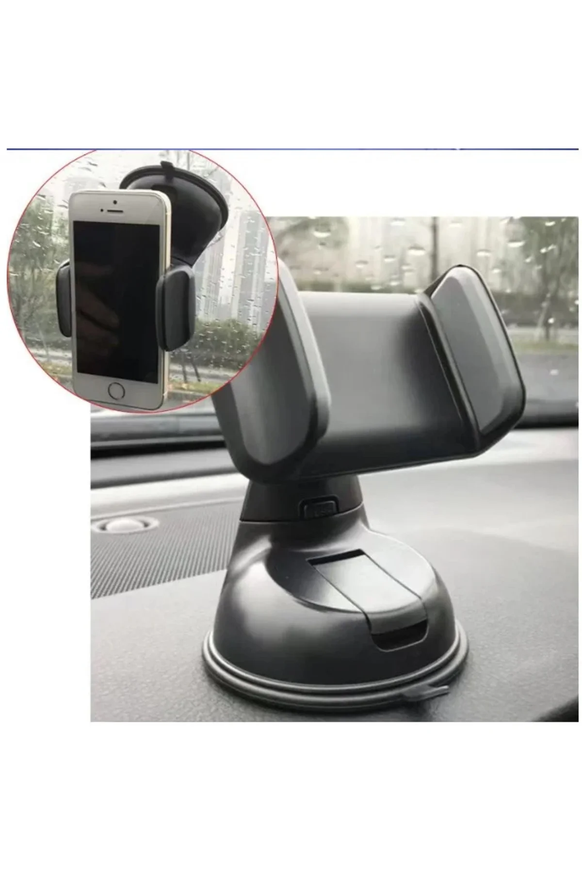Araç İçi Torpido ve Cam Vakumlu Kısa Boy Telefon Tutucu