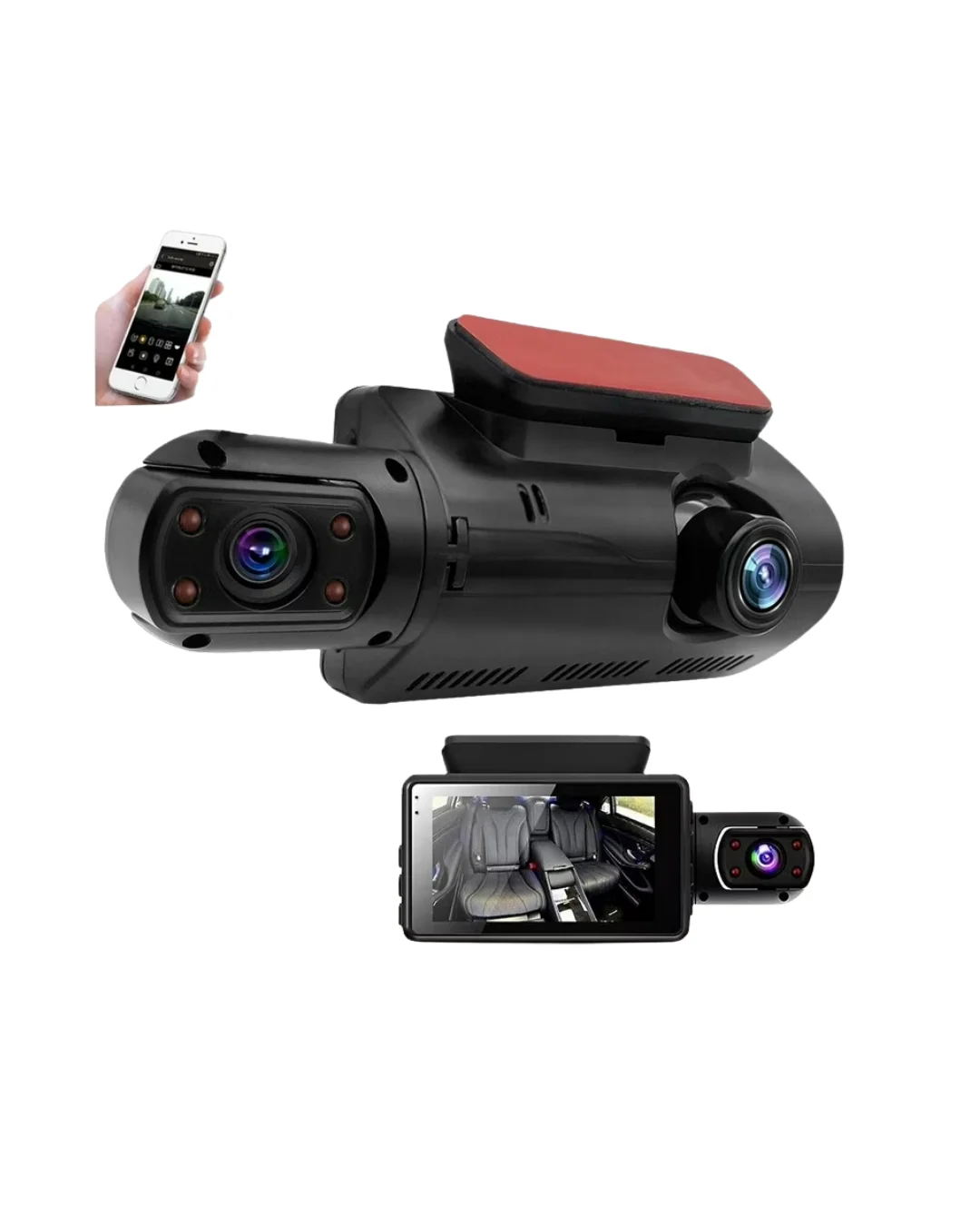Araç İçi ve Ön Kameralı 3 İnç IPS Ekranlı Full HD Güvenlik Kamerası