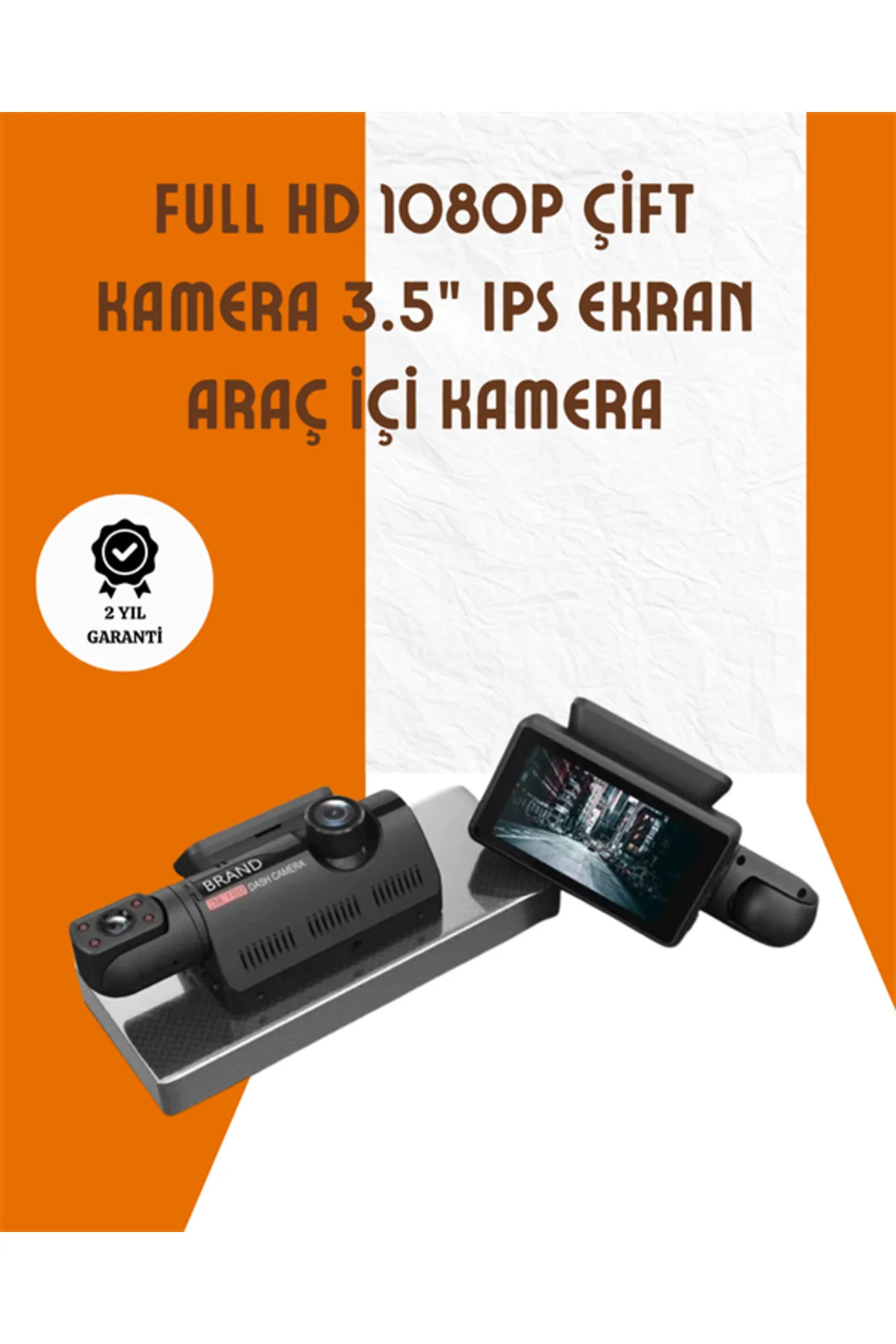Araç İçi ve Ön Kameralı 3 İnç IPS Ekranlı Full HD Güvenlik Kamerası