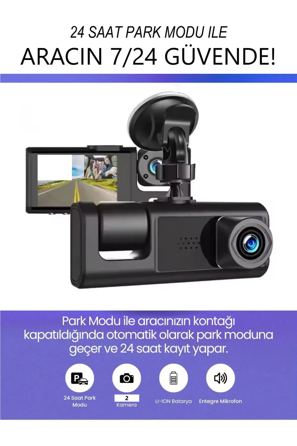 Araç İçi Wi-fi Güvenli Sürüş Kamerası SHD Ön İç 2 Kameralı G-sens