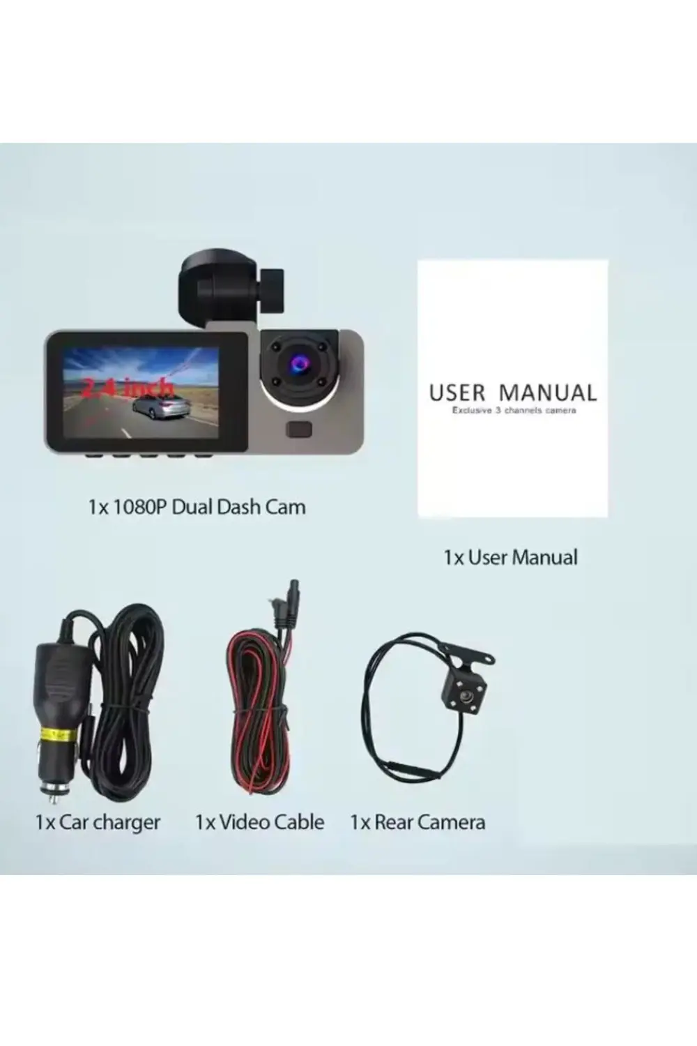 Araç İçi Wi-fi Kamera HD 3 Kameralı 7/24 Kayıt G-sensör Mobil Uyg