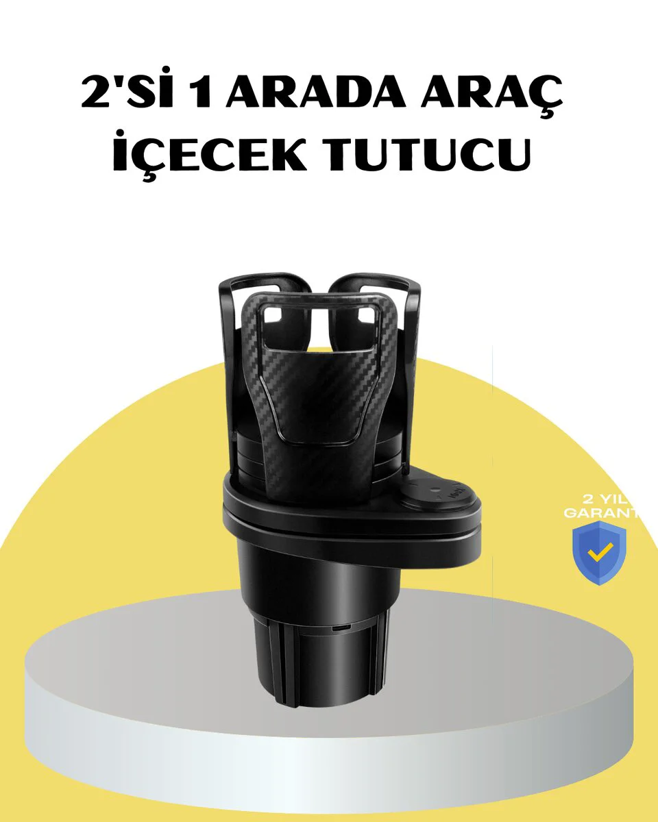 Araç İkili Bardak Tutucu 360° Döner Ayarlanabilir Genişlik Sistemi - Pratik Organizasyon