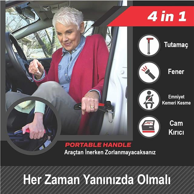 Araç İniş Destek Kolu Cam Kırıcı Fener Emniyet Kemeri Kesici Çok 