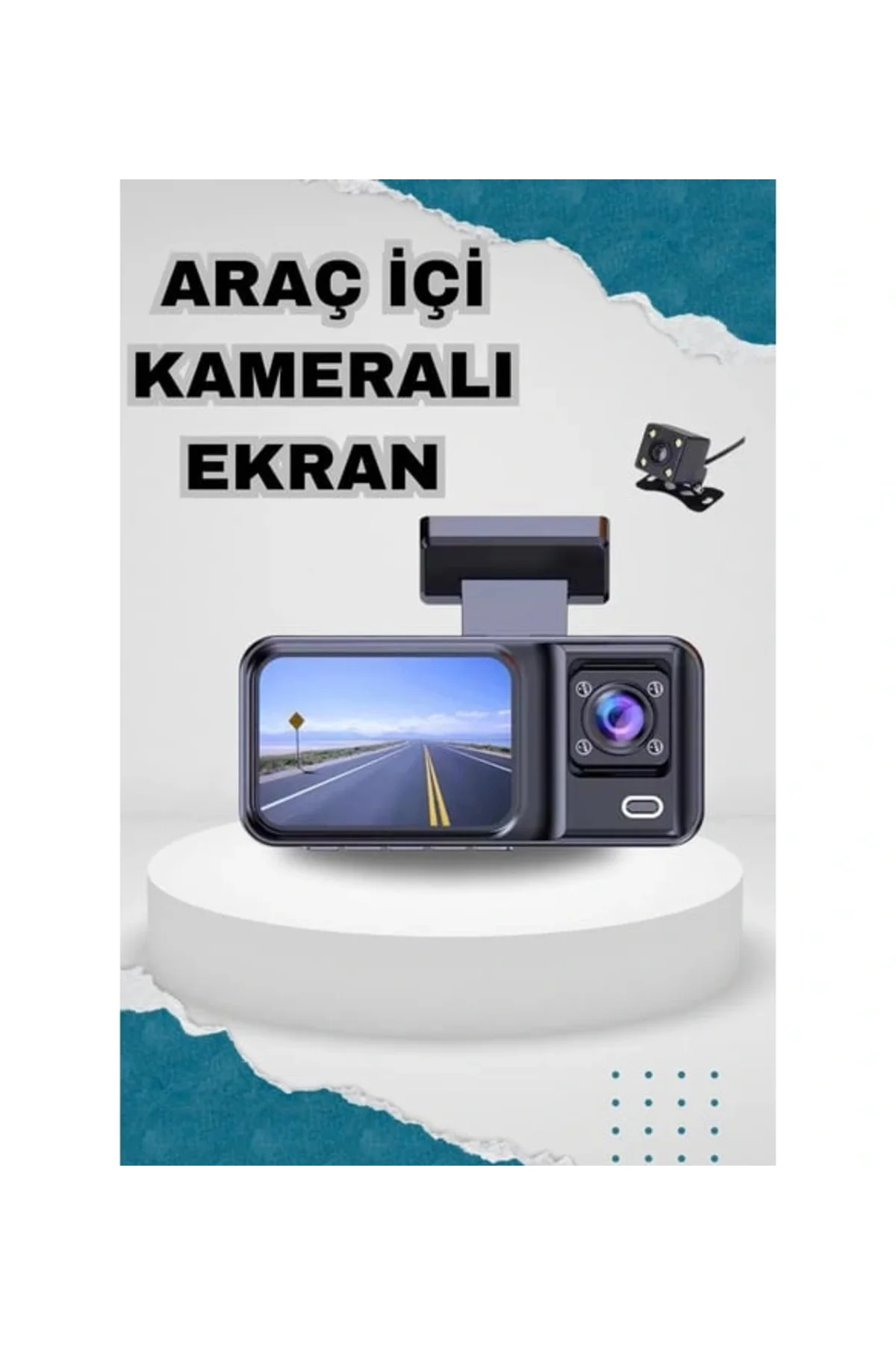 Araç Kamerası - 3 Kameralı Wifi Ön , İç Ve Arka Full Hd Dvr Araç İçi Ekranlı Kamera - Görsel 5