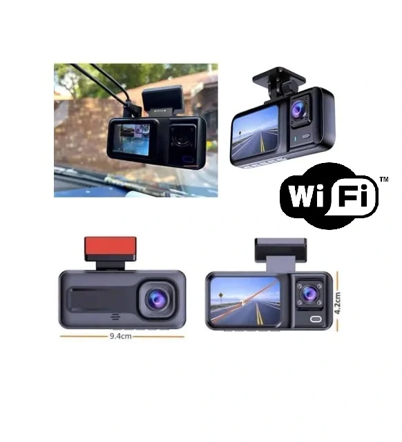 Araç Kamerası - 3 Kameralı Wifi Ön , İç Ve Arka Full Hd Dvr Araç 