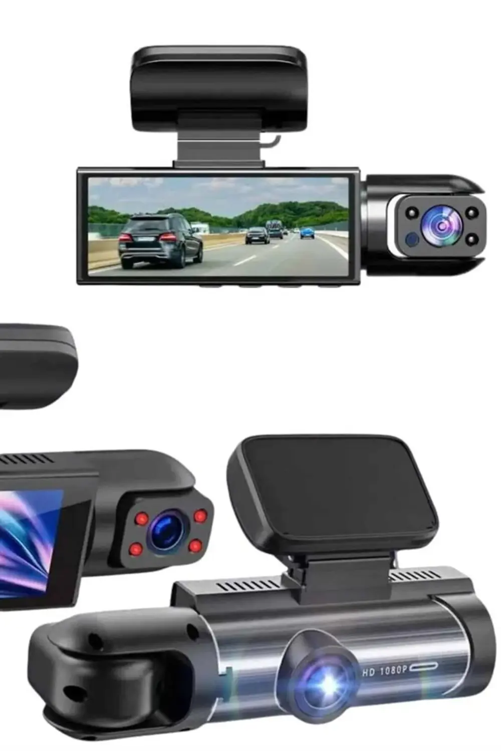 Araç Kamerası Black Box Çift Kameralı Ekranlı Full HD Sürüş Kamer