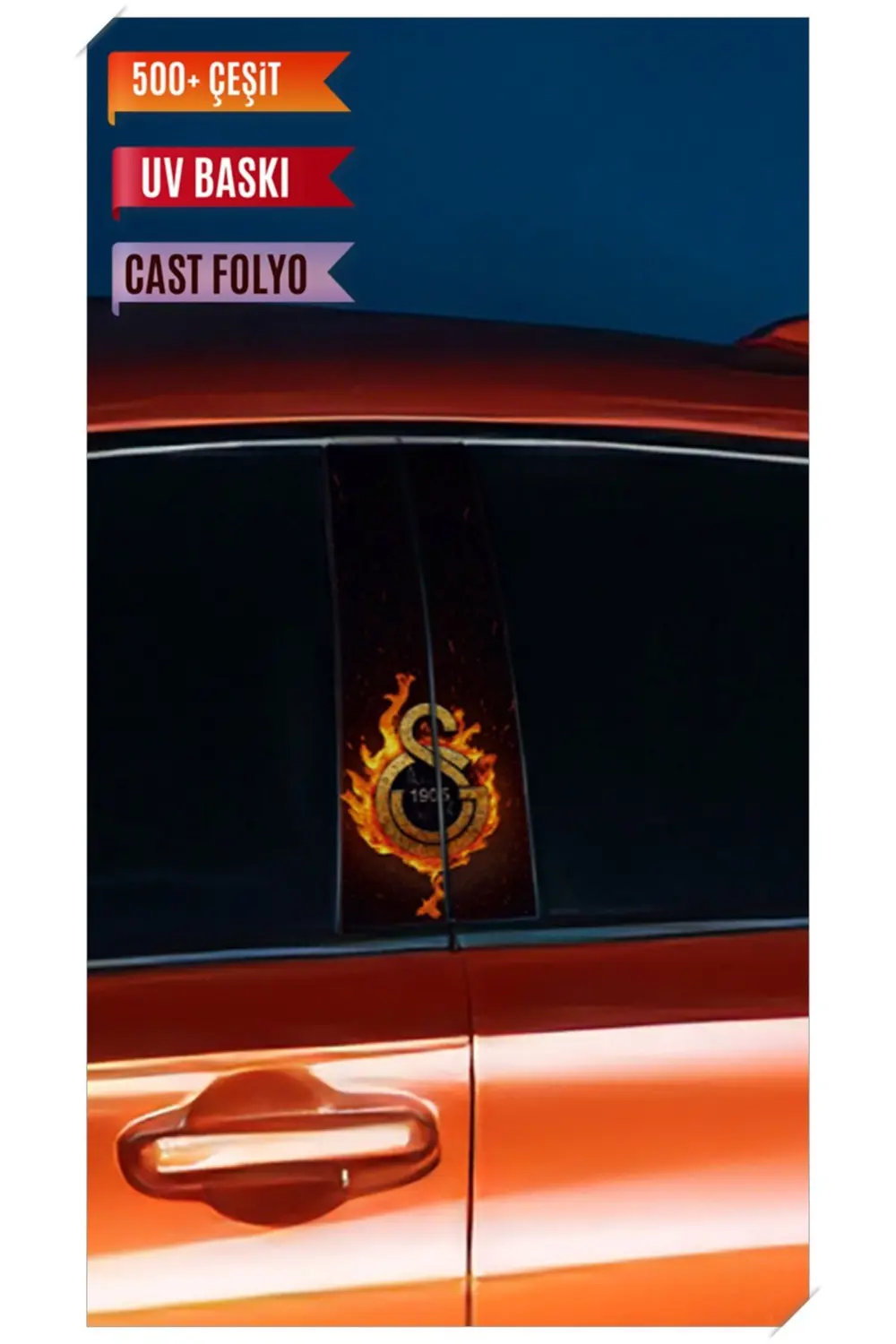 Araç Kapı Direk Kaplama Folyosu ATEŞ Desenli (Sağ Sol Takım) (2 A