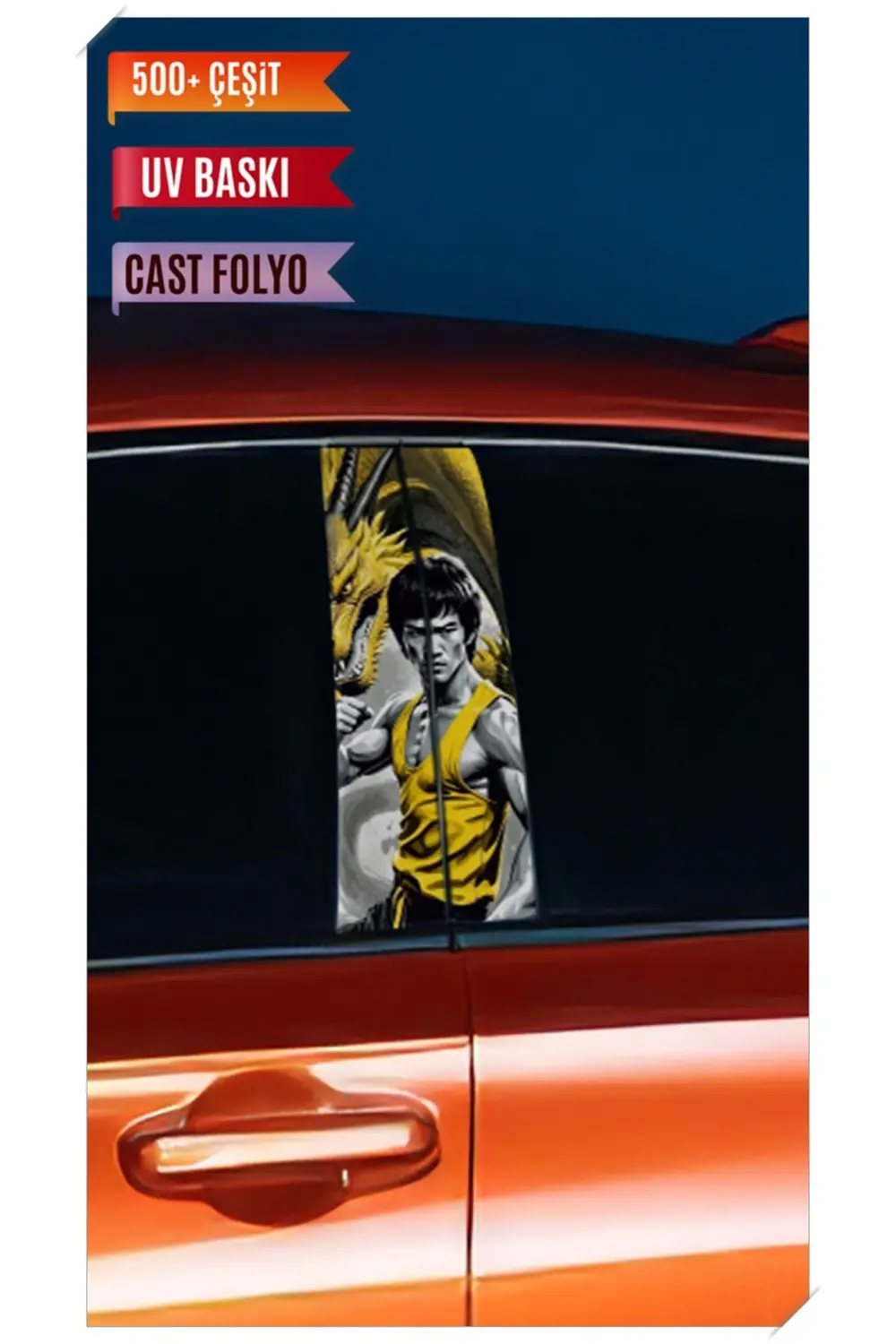 Araç Kapı Direk Kaplama Folyosu Bruce Lee Desenli (Sağ Sol Takım)
