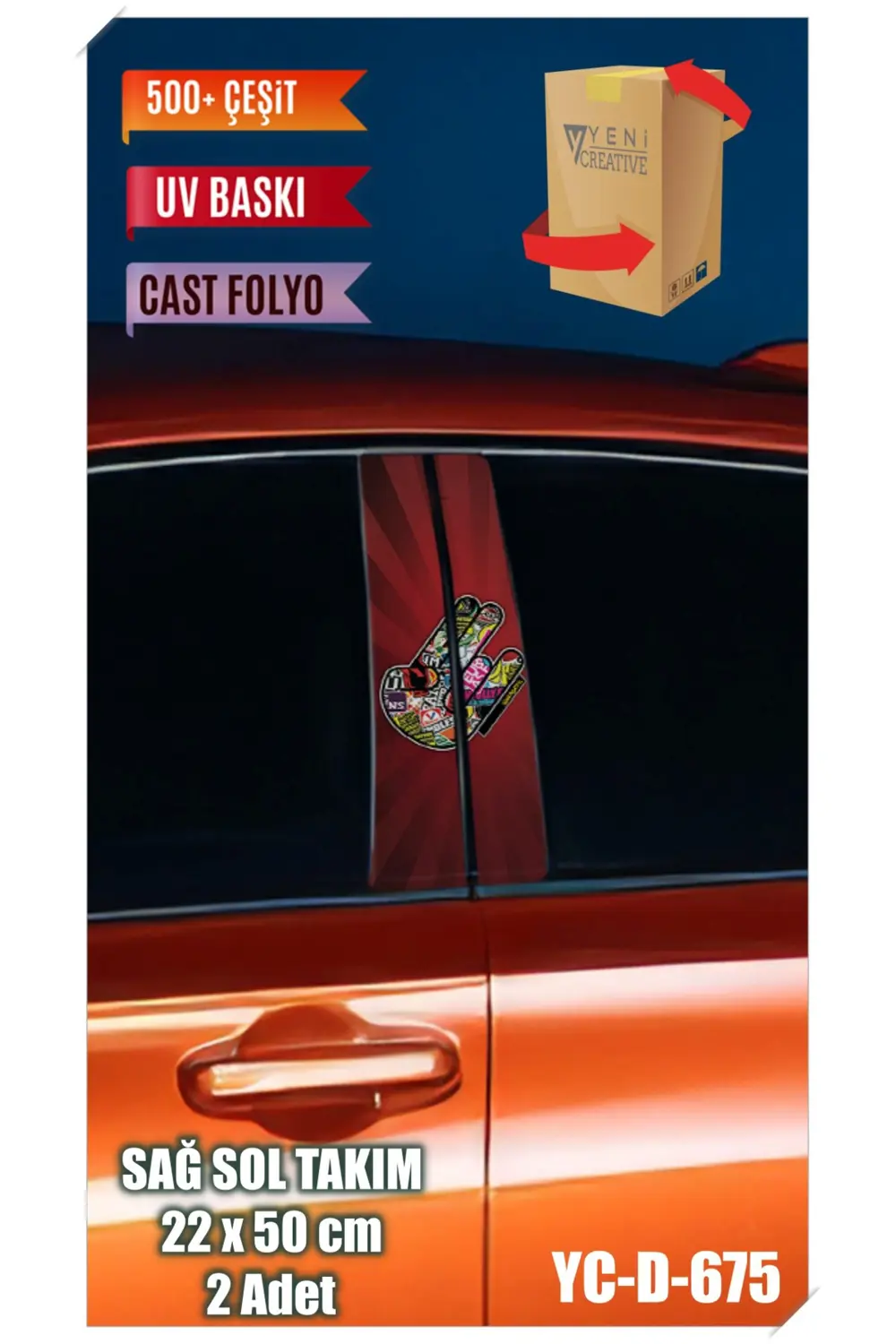 Araç Kapı Direk Kaplama Folyosu Desenli (SAĞ SOL TAKIM) (2 ADET) 