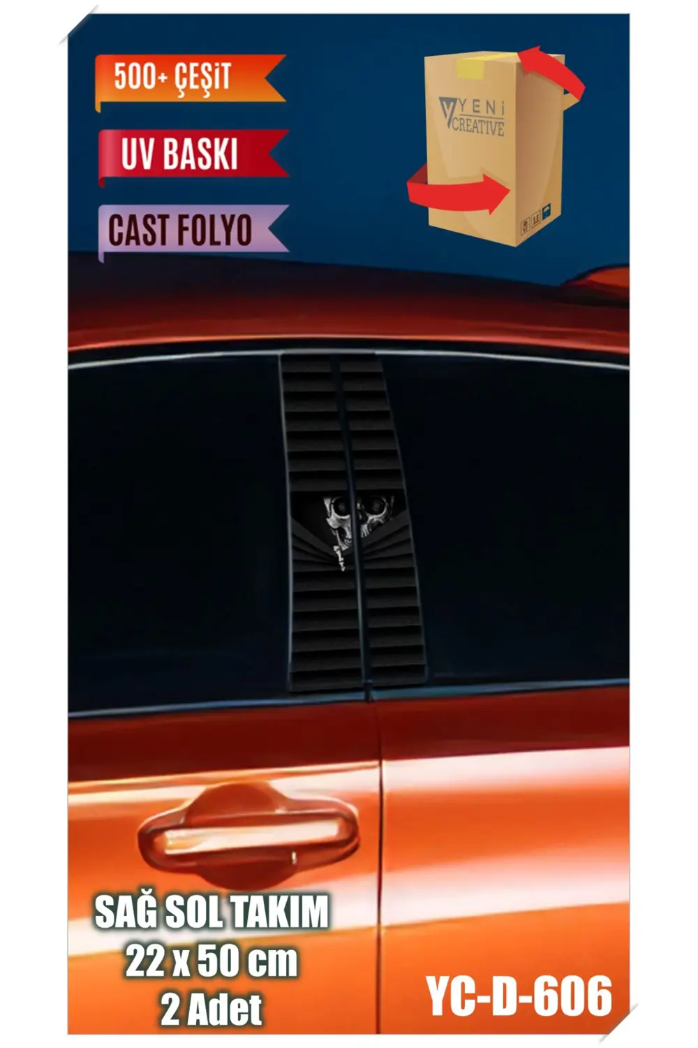 Araç Kapı Direk Kaplama Folyosu Desenli (SAĞ SOL TAKIM) (2 ADET) 