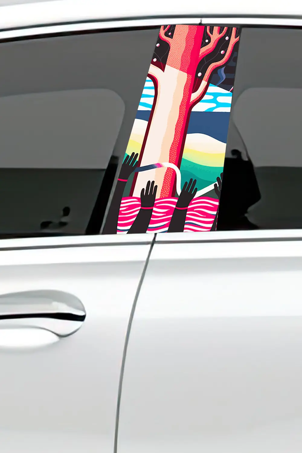 Araç Kapı Direk Kaplama Folyosu Desenli (Sağ Sol Takım) (2 Adet) 