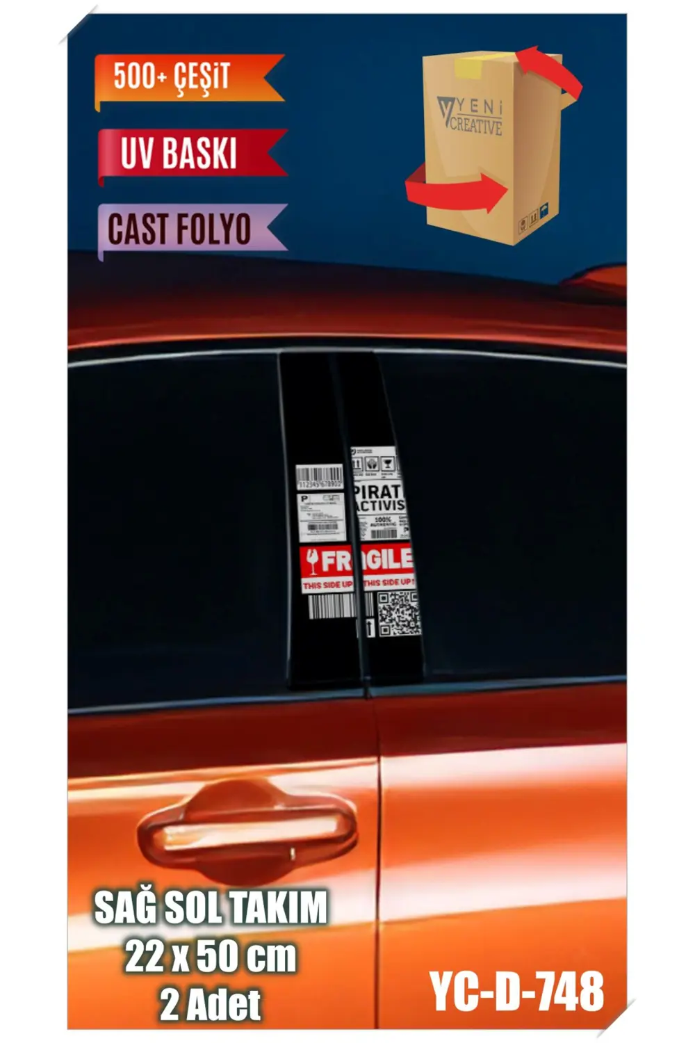 Araç Kapı Direk Kaplama Folyosu Desenli (SAĞ SOL TAKIM) (2 ADET) 