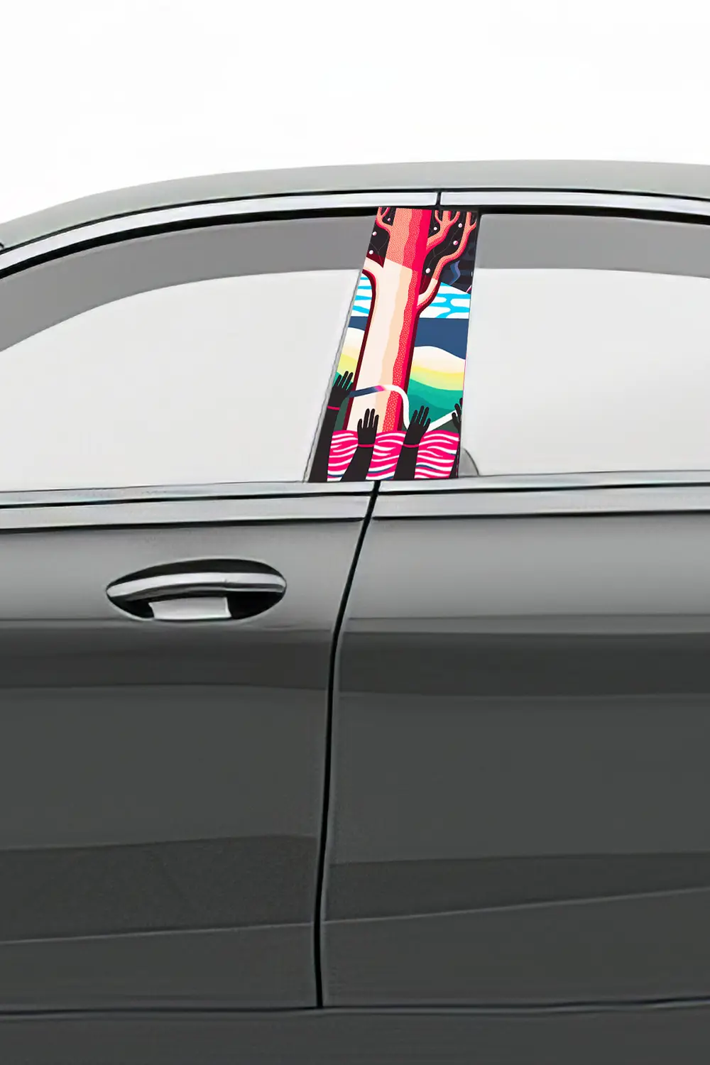 Araç Kapı Direk Kaplama Folyosu Desenli (Sağ Sol Takım) (2 Adet) 