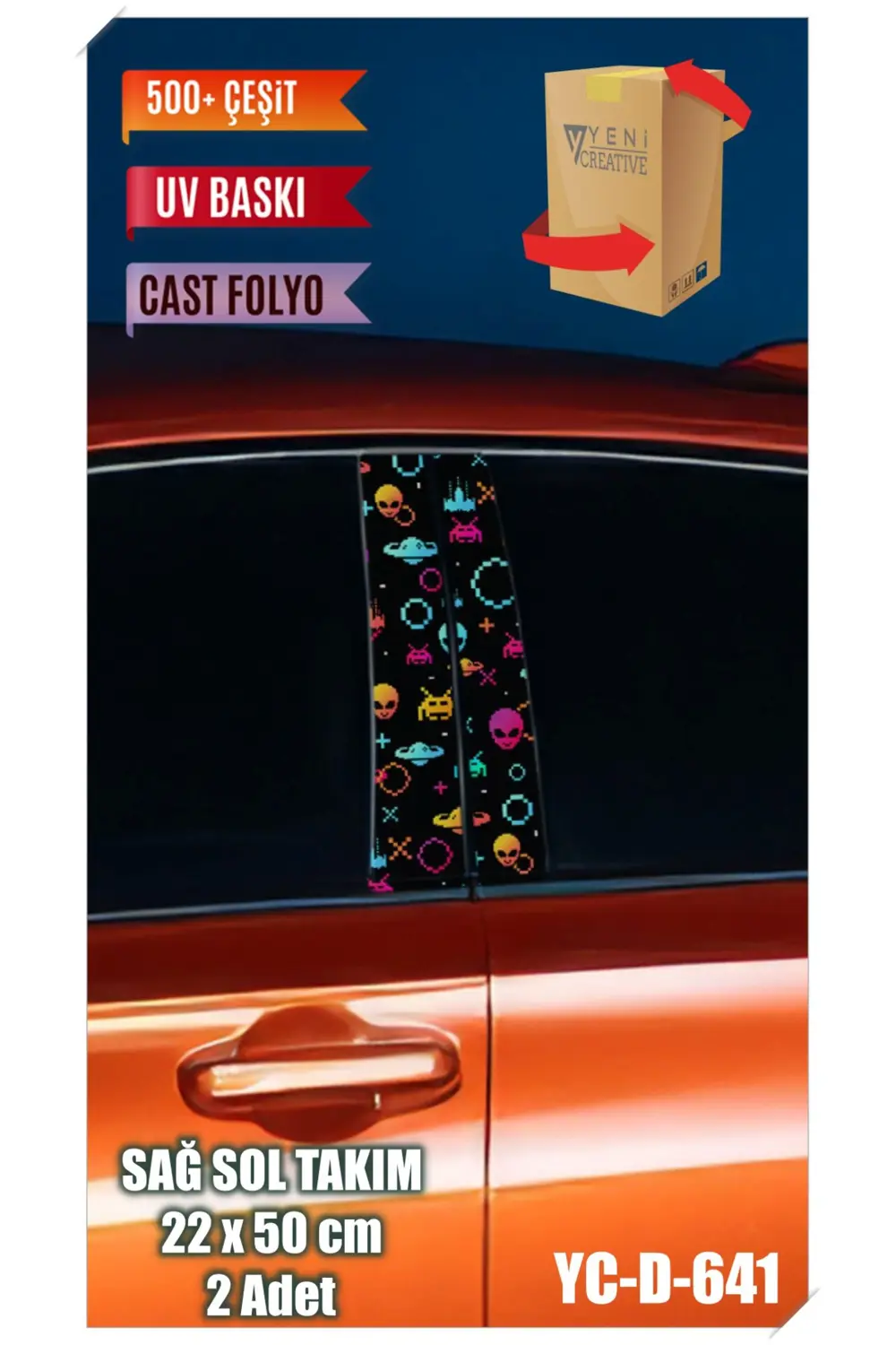 Araç Kapı Direk Kaplama Folyosu Desenli (SAĞ SOL TAKIM) (2 ADET) 