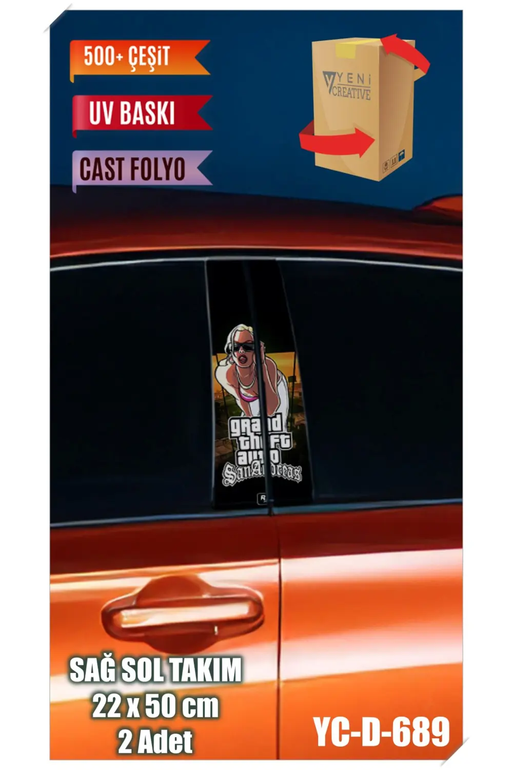 Araç Kapı Direk Kaplama Folyosu Gta San Andreas Desenli (SAĞ SOL 