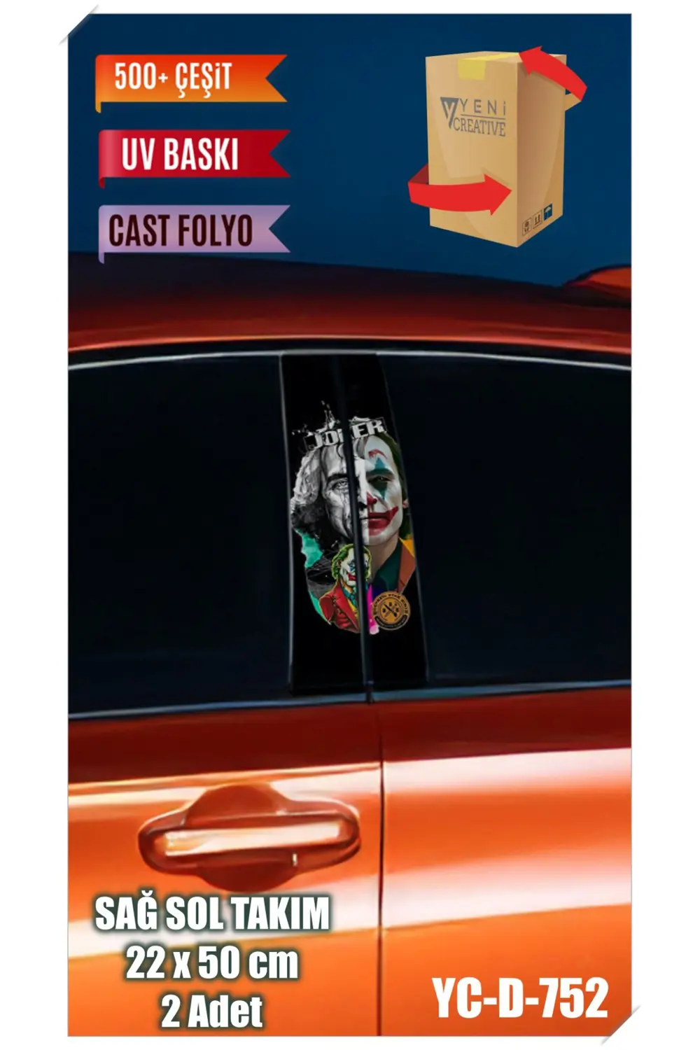Araç Kapı Direk Kaplama Folyosu Joker Desenli (SAĞ SOL TAKIM) (2 