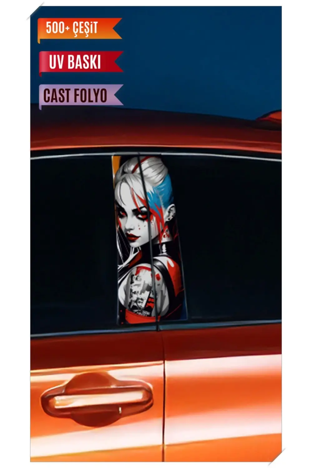 Araç Kapı Direk Kaplama Folyosu Joker Desenli (Sağ Sol Takım) (2 