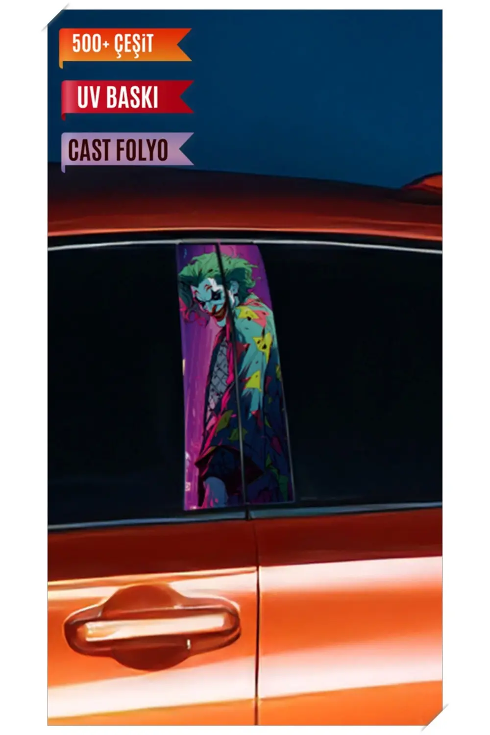 Araç Kapı Direk Kaplama Folyosu Joker Desenli (Sağ Sol Takım) (2 